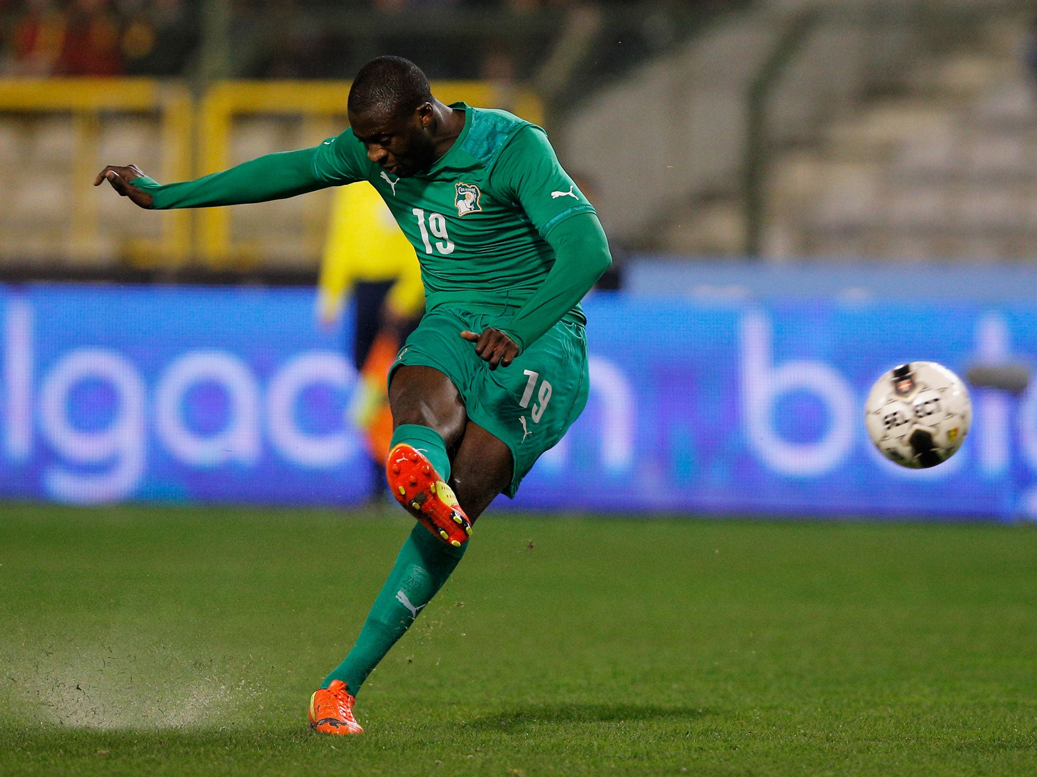 Yaya Toure takes a spot kick