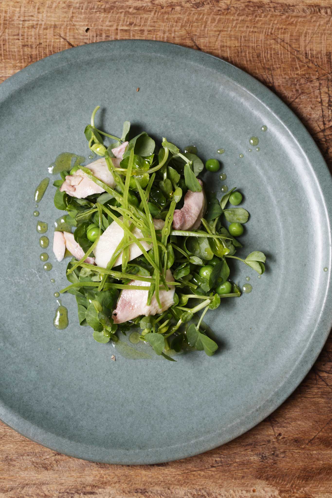 Fresh: Pea shoot and quail salad