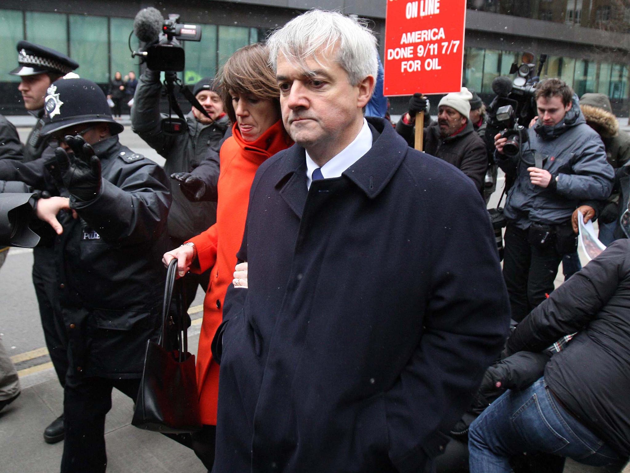 Chris Huhne outside Southwark Crown Court last year