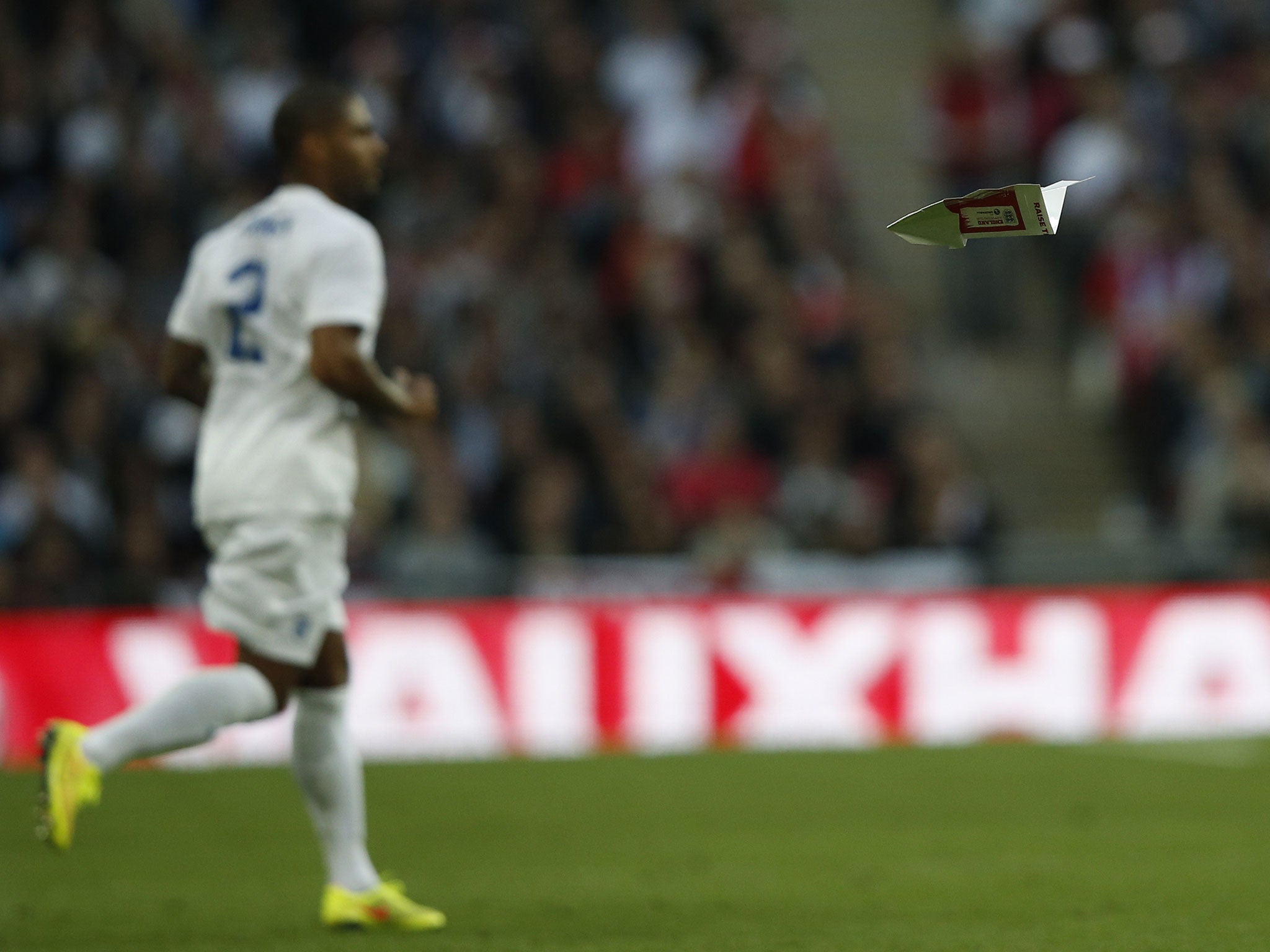 A paper plane is thrown at Wembley