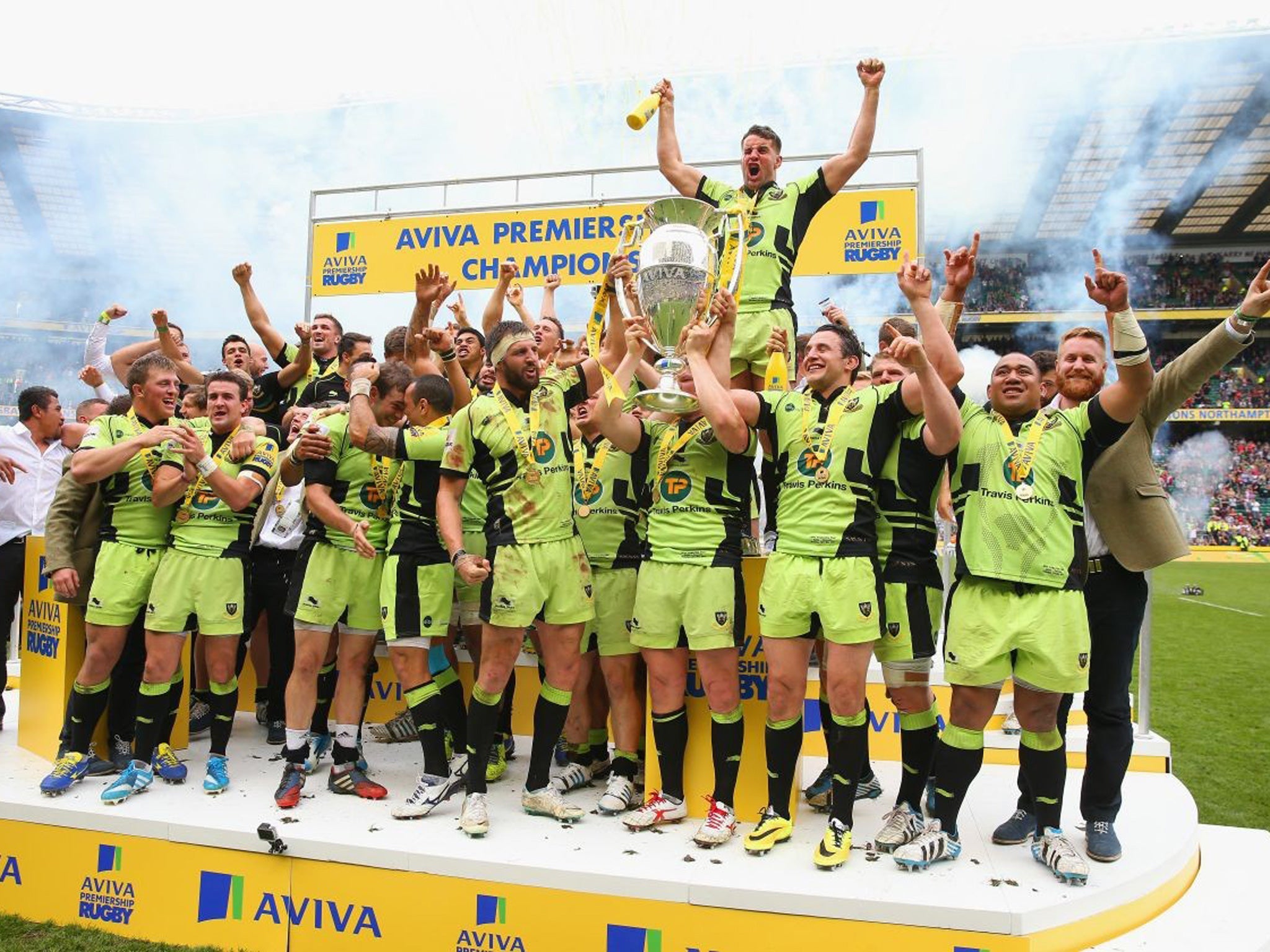 Northampton Saints celebrating their victory