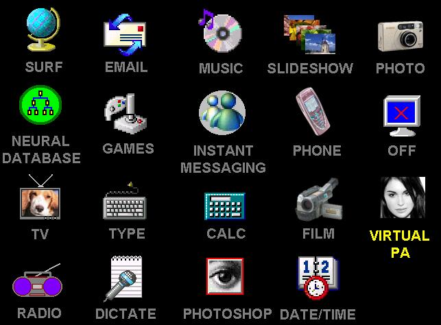 The main menu for the Halo showing various applications.