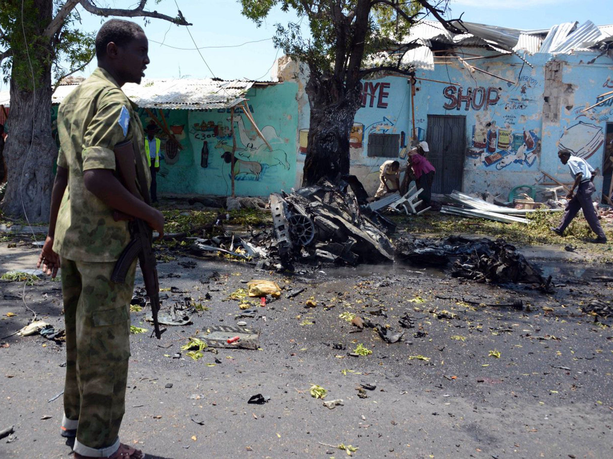 The aftermath of a car bomb in Mogadishu in February (AFP/Getty)