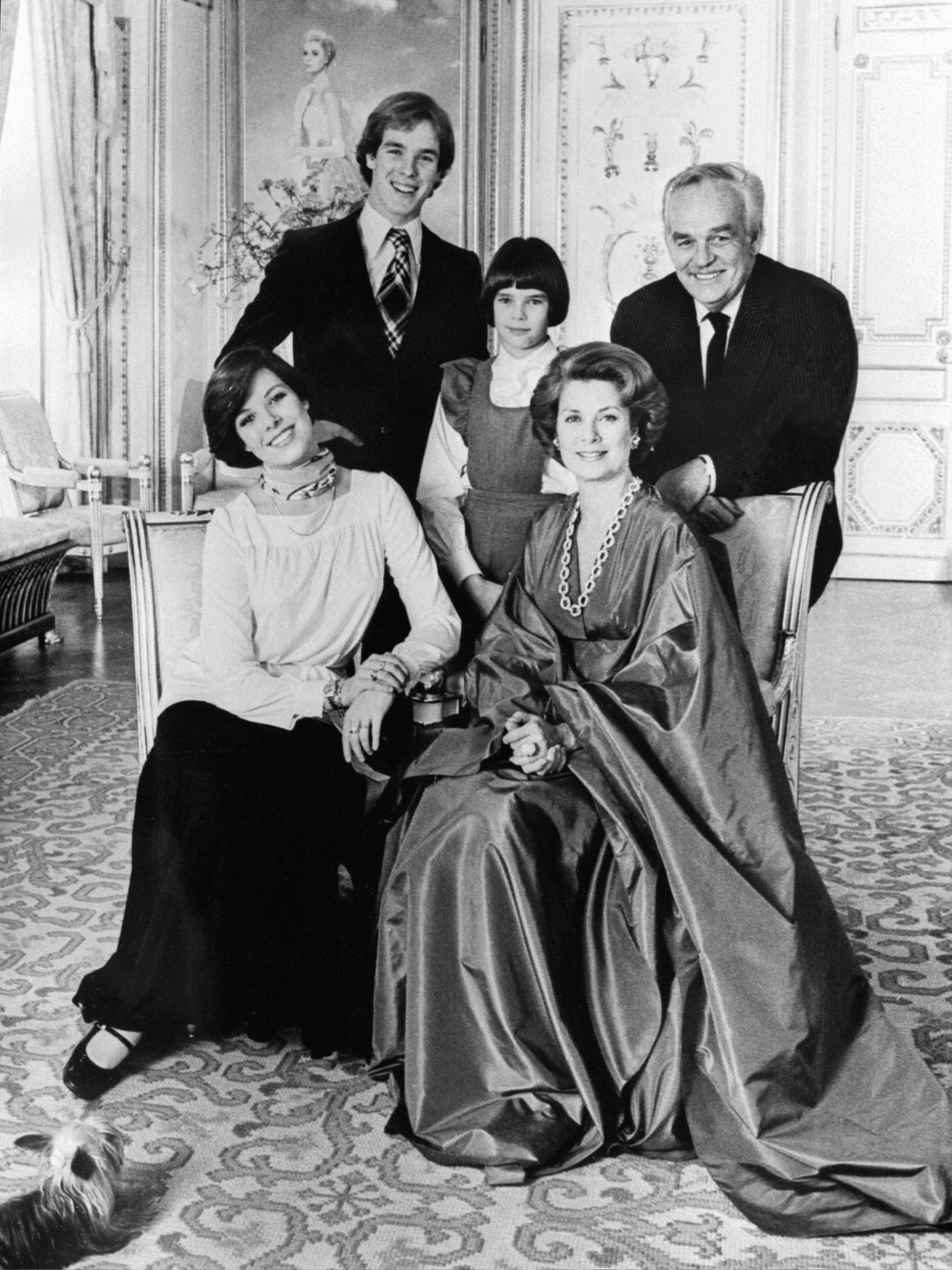 Prince Rainier III of Monaco, Princess Grace and their children Prince Albert, Princess Caroline (L) and Princess Stephanie (C) in Monte Carlo, 1976