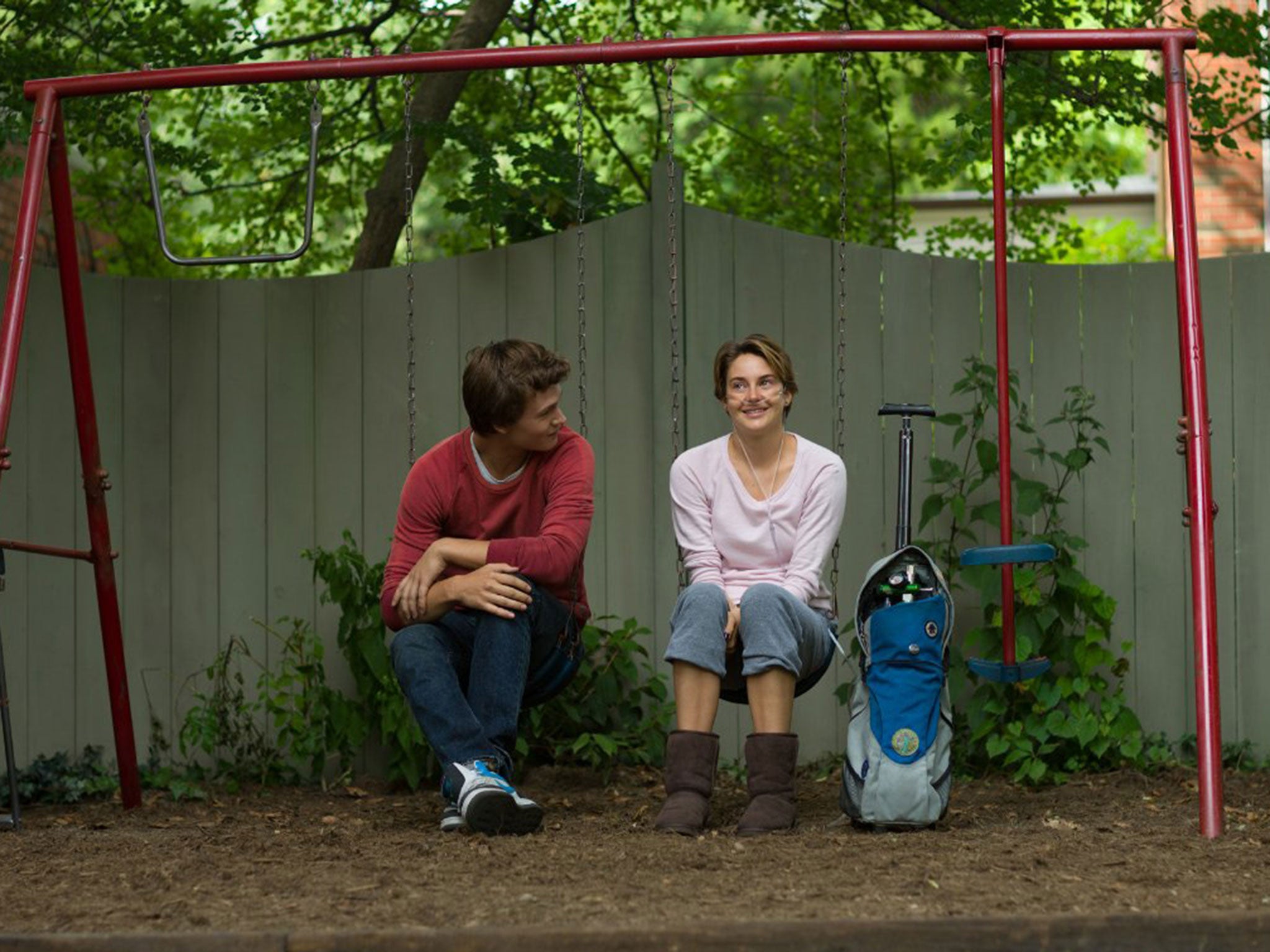 Shailene Woodley and Ansel Elgort star as Hazel and Gus in The Fault in Our Stars