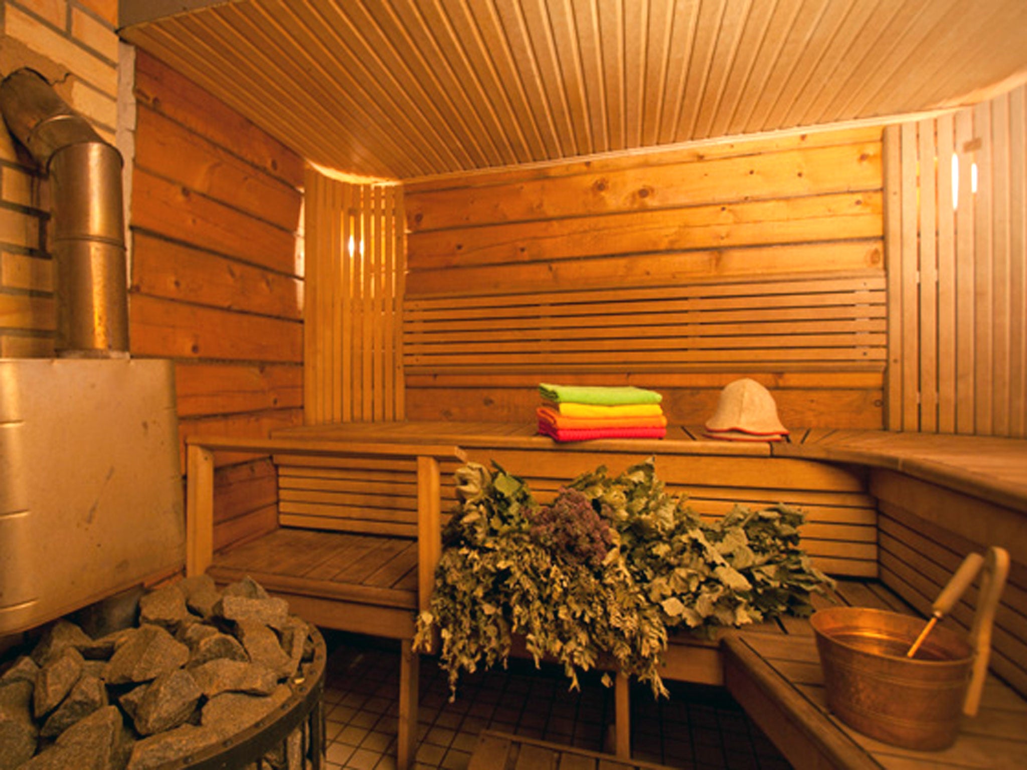 Heart rate tends to rise up to 120 to 150 beats per minute for sauna bathers, as it does during exercise