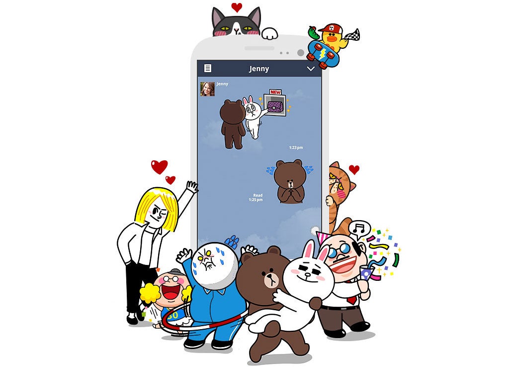 Mobile messaging app Line uses a range of characters in its custom stickers - but they double as mascots also.