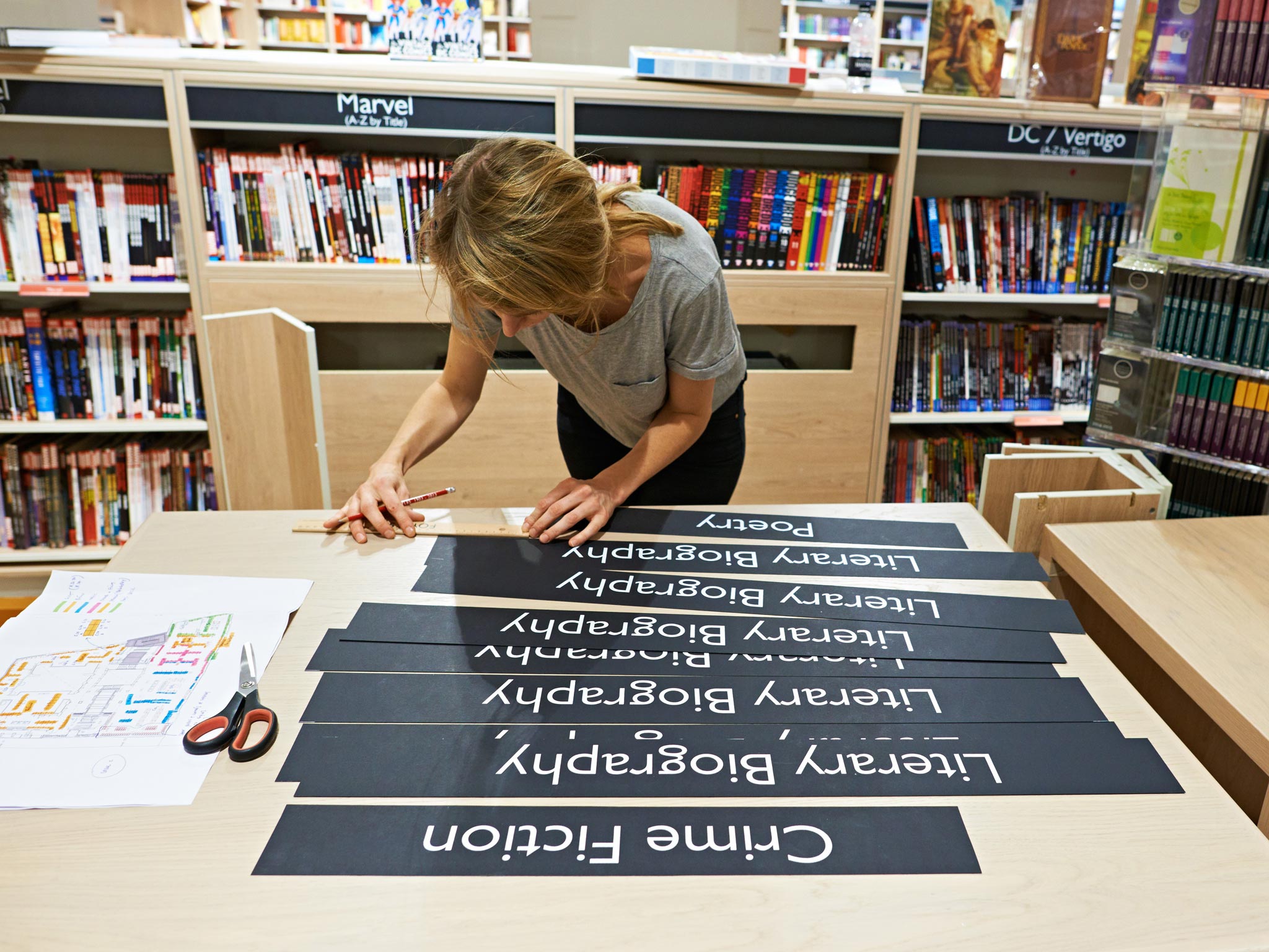 The new flagship Foyles bookshop is prepared ahead of its opening