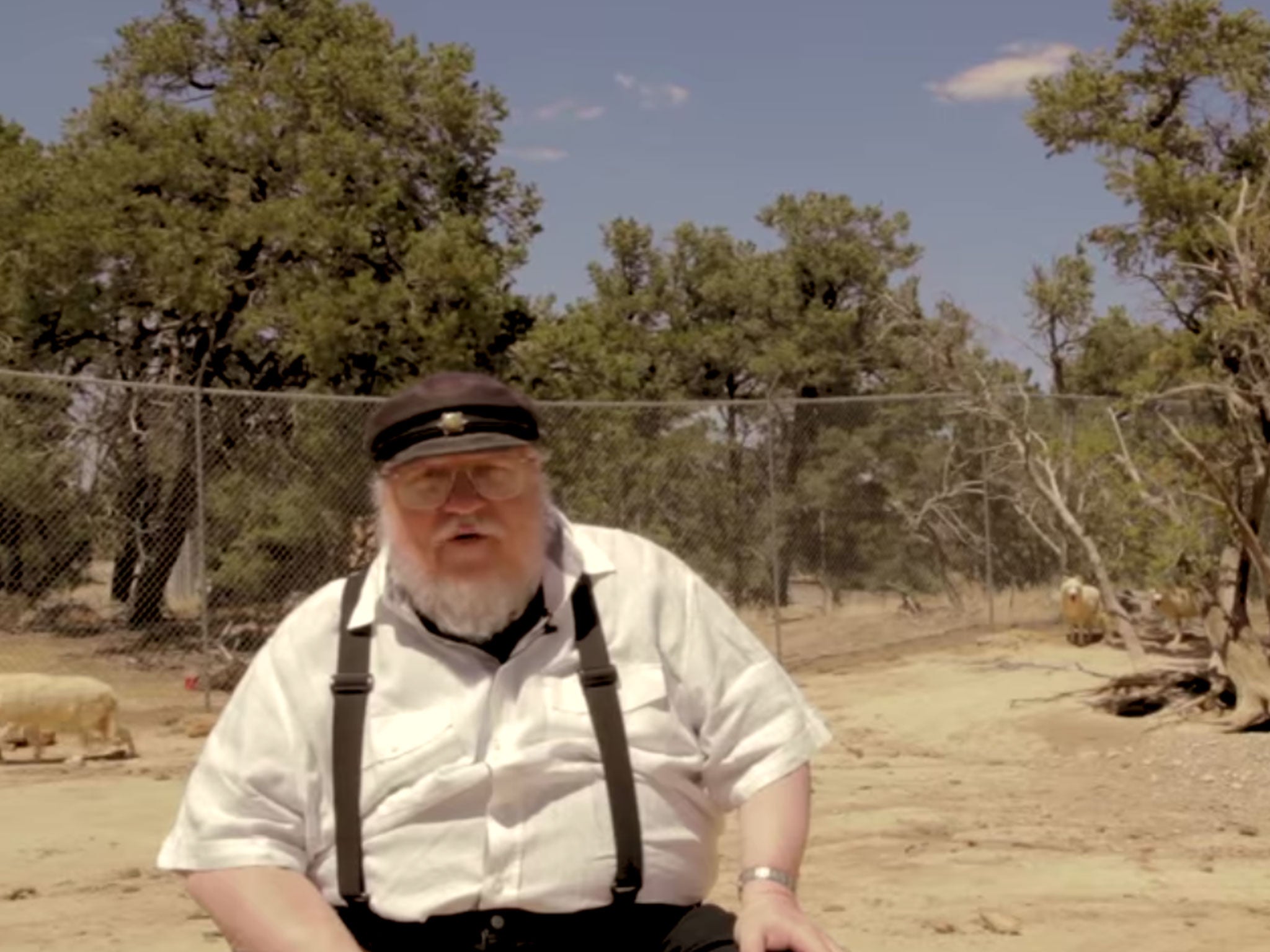 George R.R. Martin speaks at the Wild Spirit wolf sanctuary