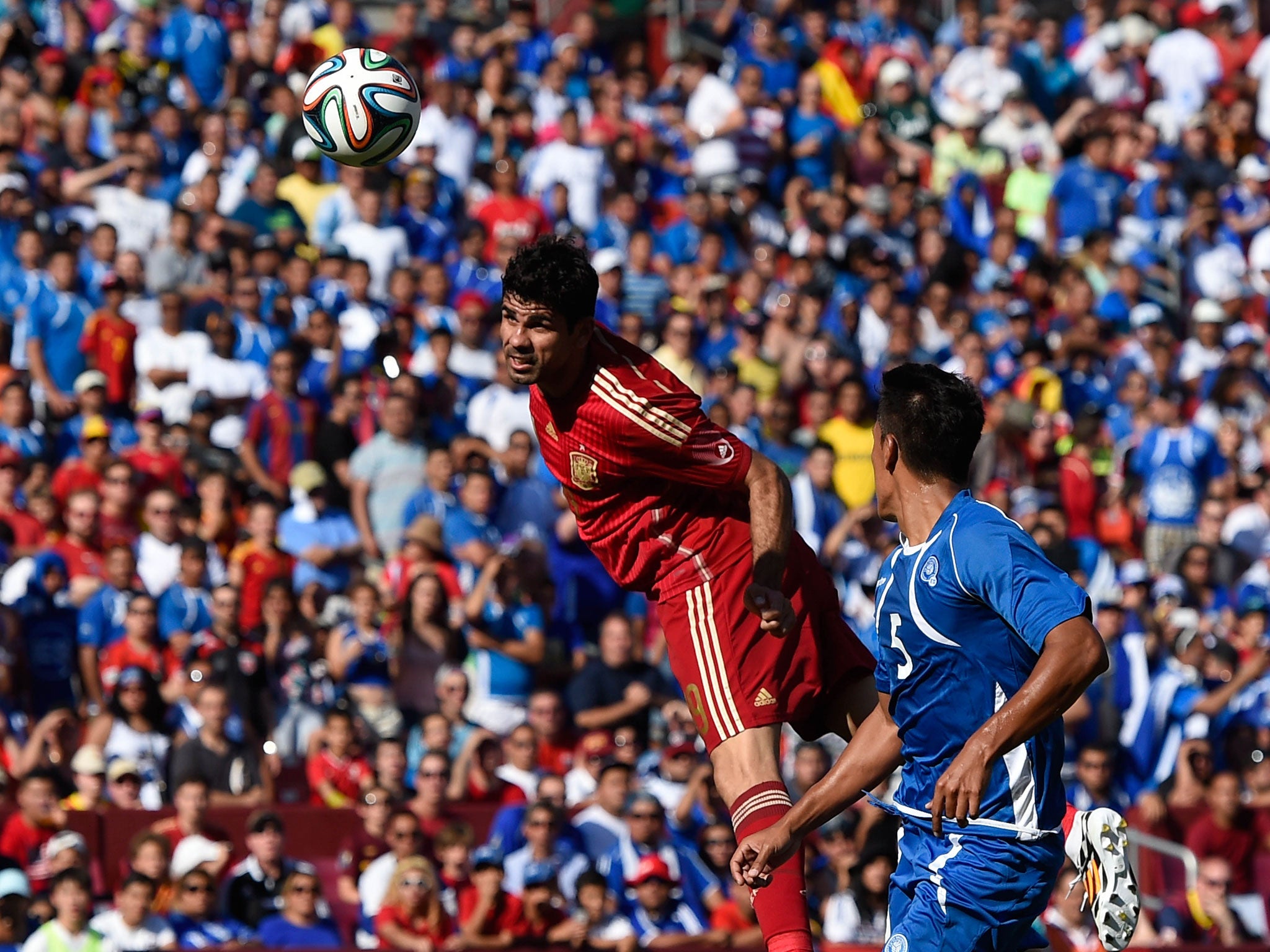 Diego Costa in action for Spain during their 2-0 victory over El Salvador