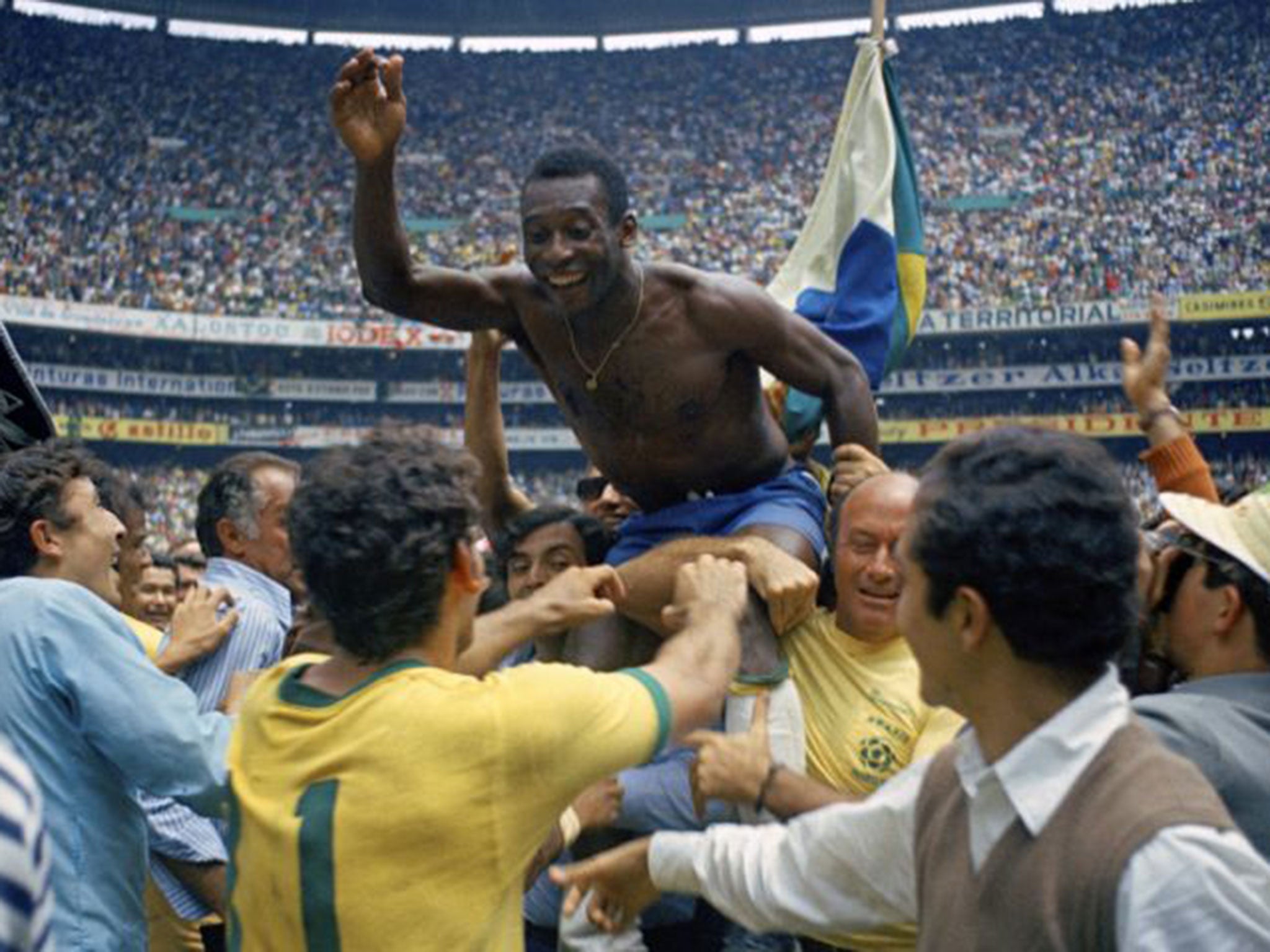 Beautiful game: Pelé celebrates after Brazil won the 1970 World Cup final against Italy, 4-1, in Mexico City