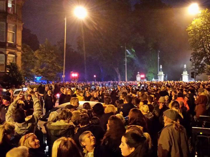 People gather in Glasgow to raise awareness to a series of sexual assaults in the city at the These Streets Were Made for Walking event