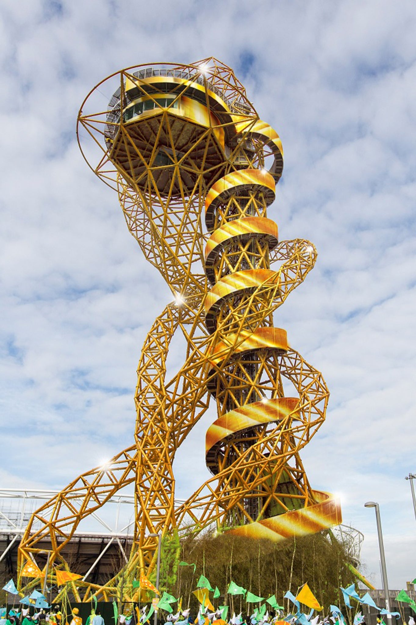 An artist's impression of the ArcelorMittal Orbit if turned gold