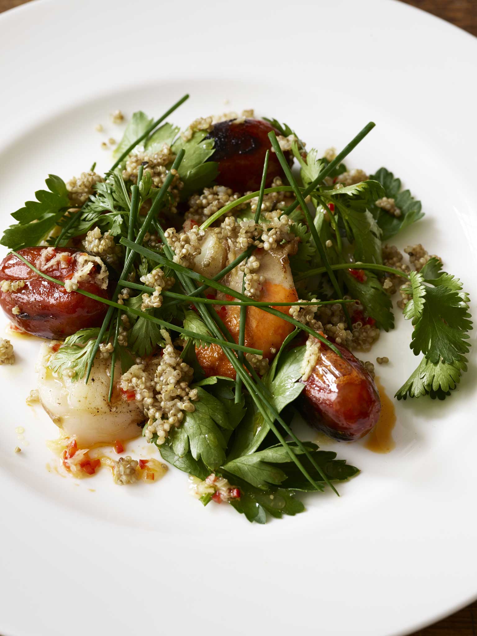 Scallop, Chorizo and Quinoa salad