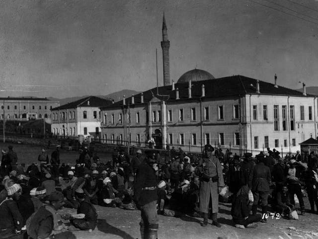 The conscription of reserve soldiers in Greece to fight on the Salonika front in 1916. The Greek city was ravaged by a fire the following year, which devastated the area and left thousands homeless