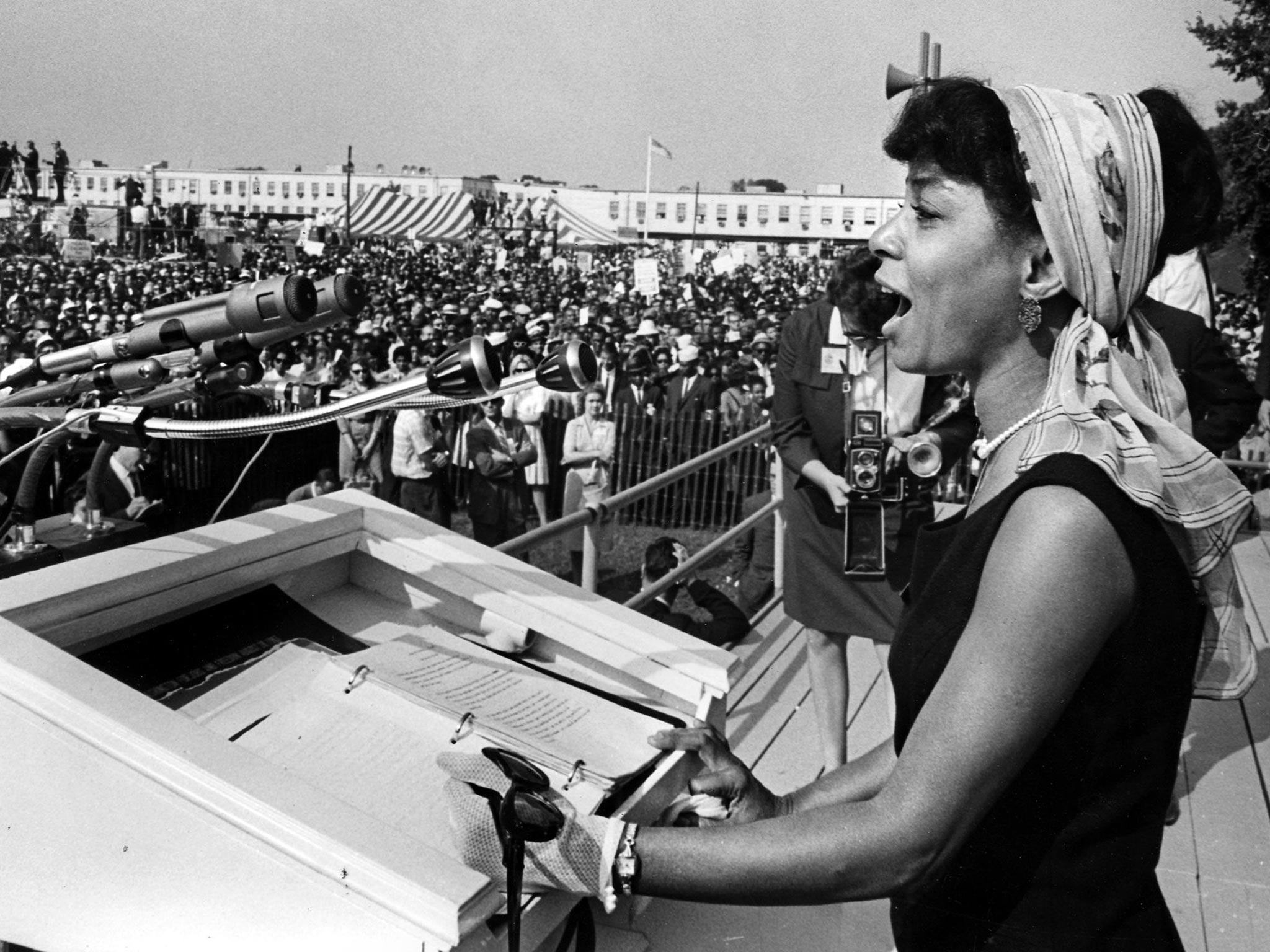 Ruby Dee speaks at a rally: she stood by Martin Luther King during the March on
Washington