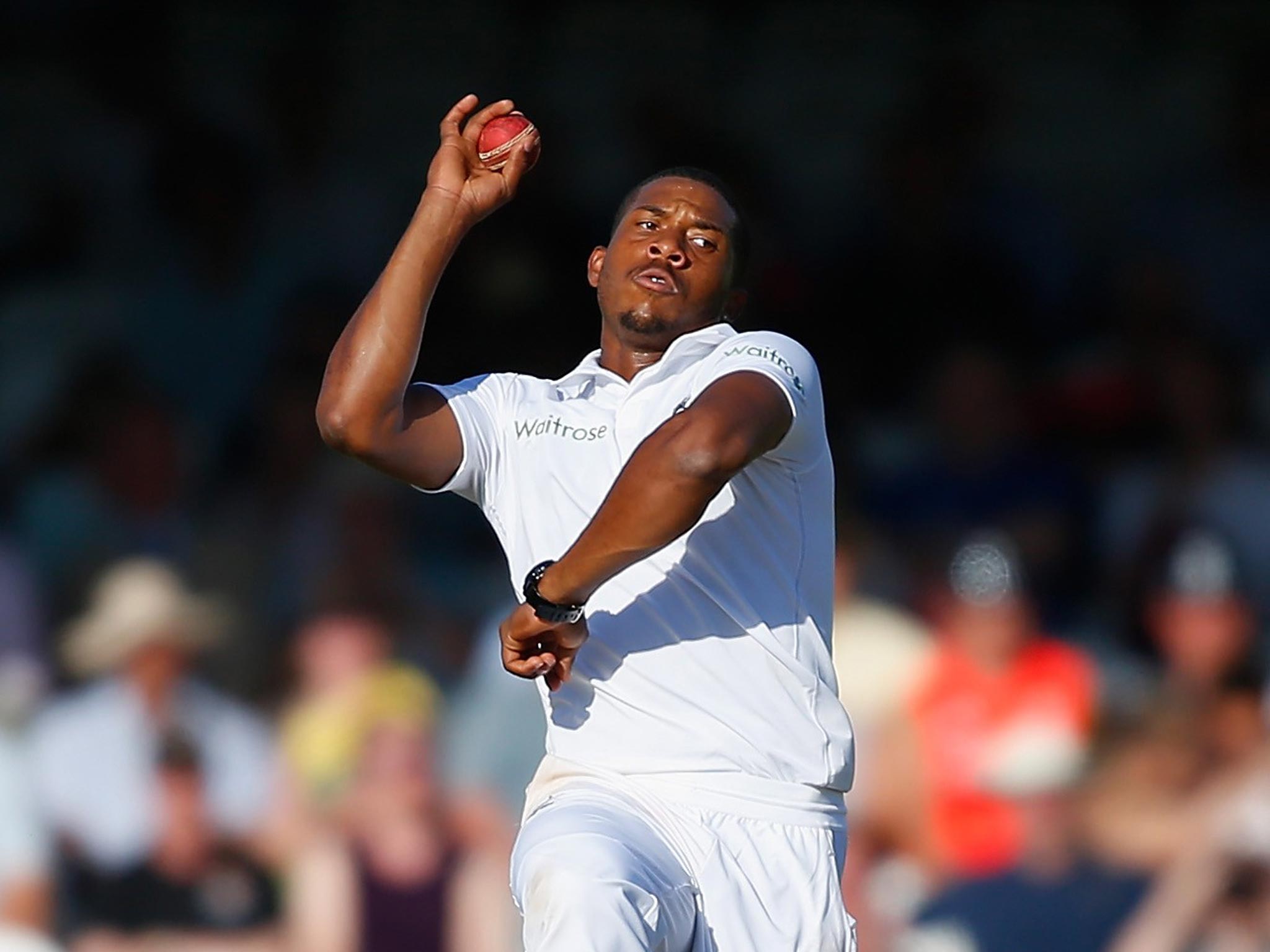 England’s Chris Jordan in action during the Sri Lanka first innings yesterday