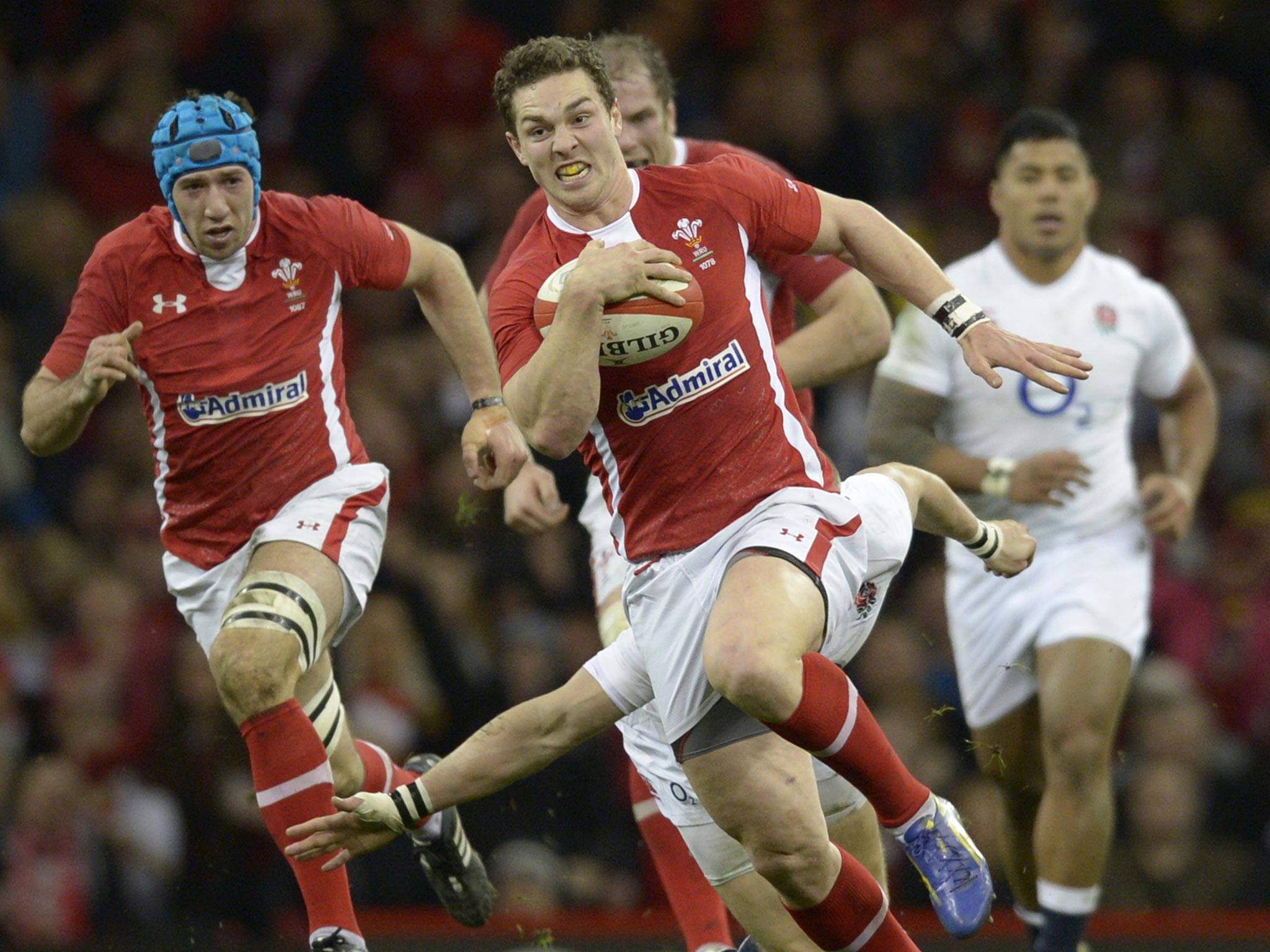 George North in action for Wales