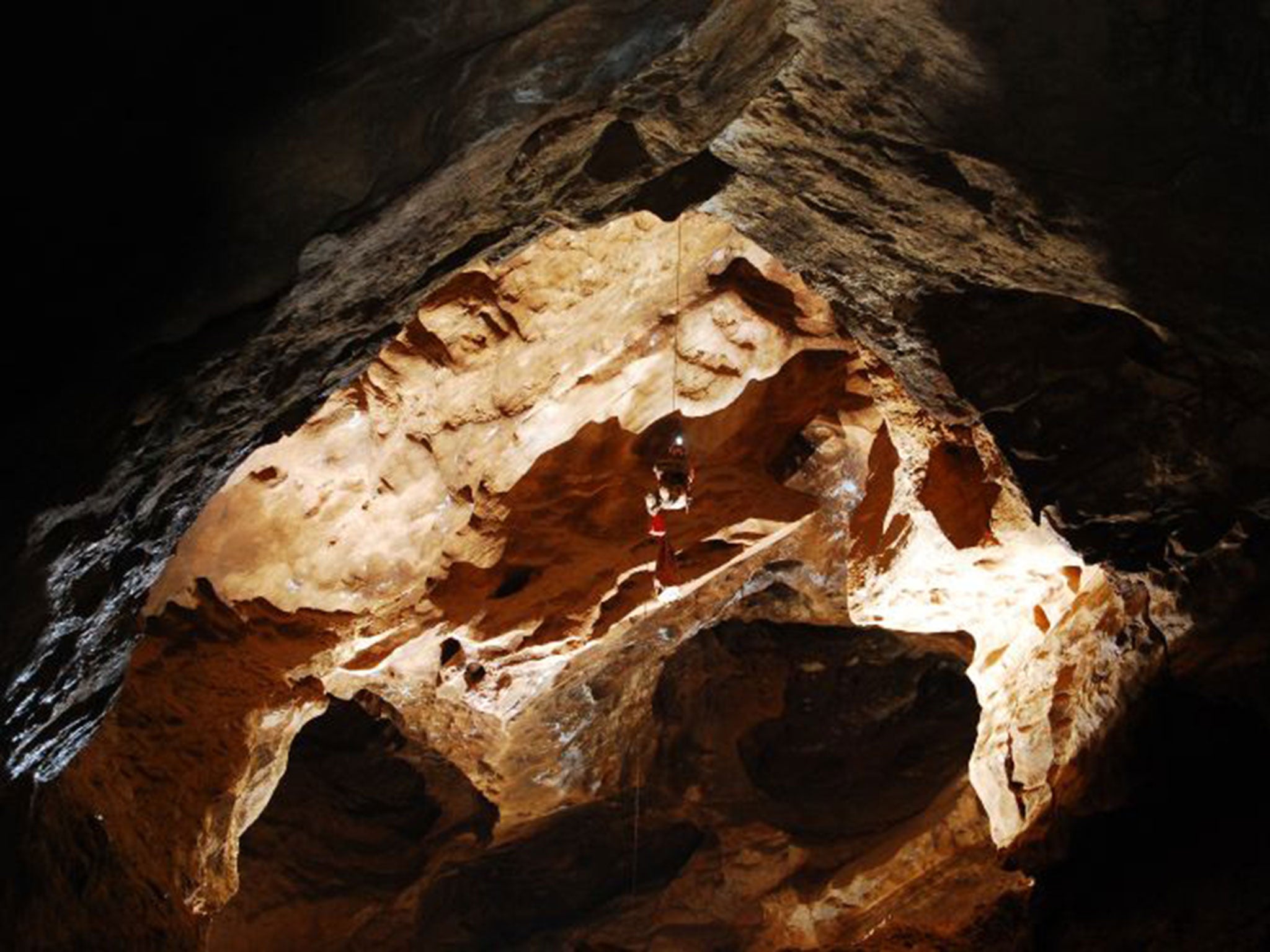 Inside the massive Riesending cave complex