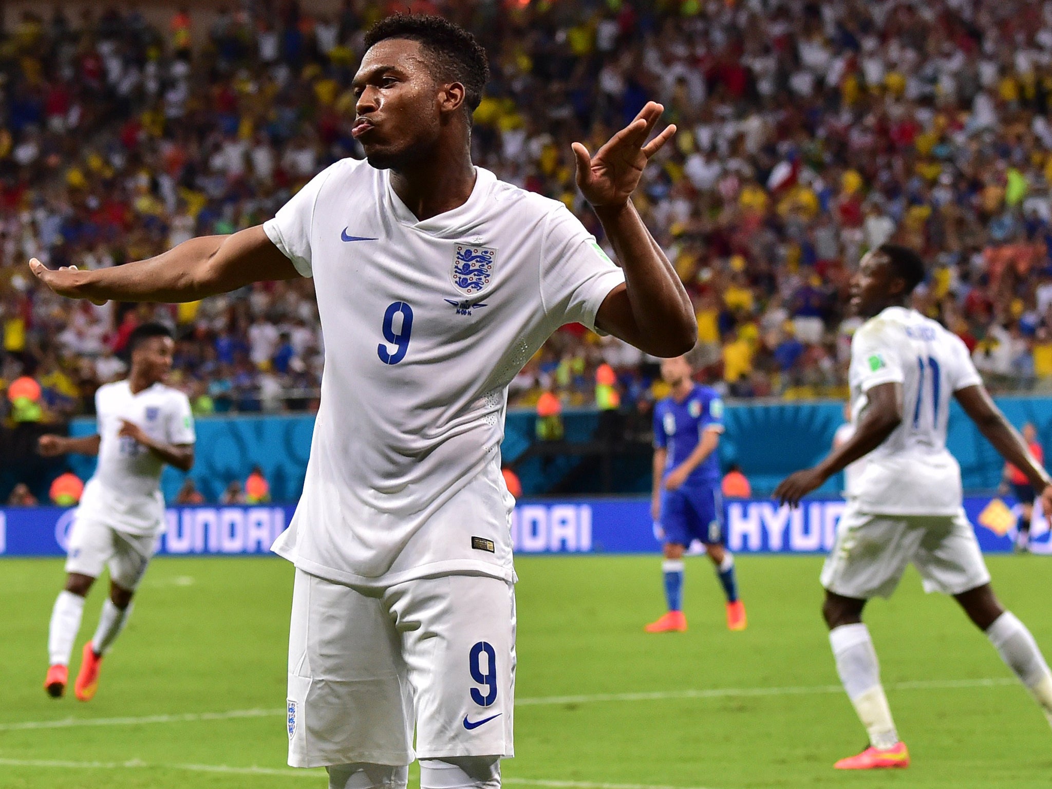 Daniel Sturridge celebrates his goal