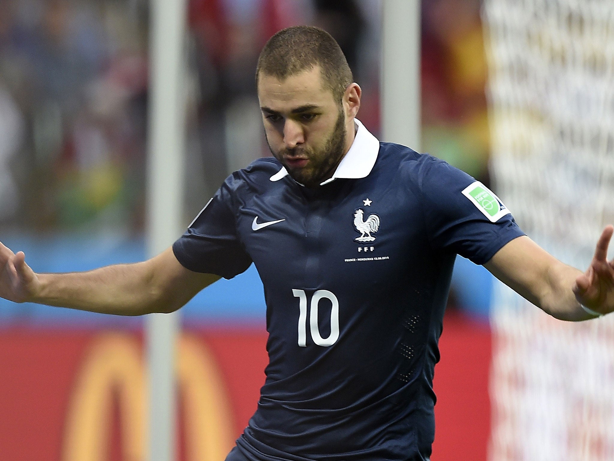 Karim Benzema celebrates his second goal