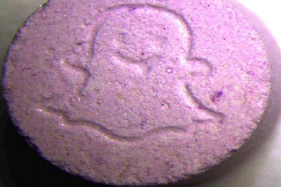 A sample pill of the Snapchat-branded drug.