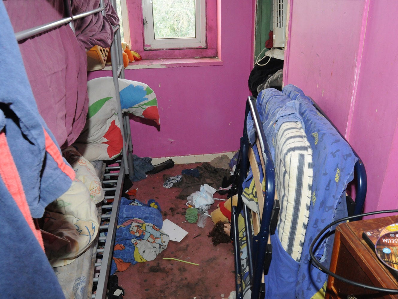 Soiled mattresses and animal faeces were found in the children's bedroom.