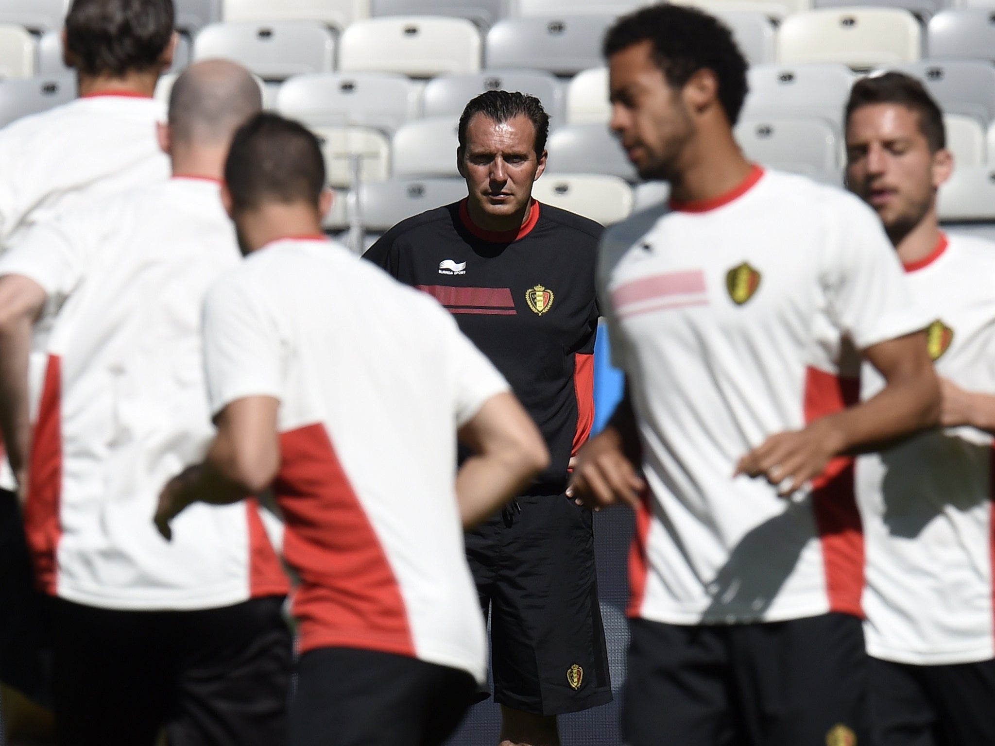 Marc Wilmots with his Belgium squad