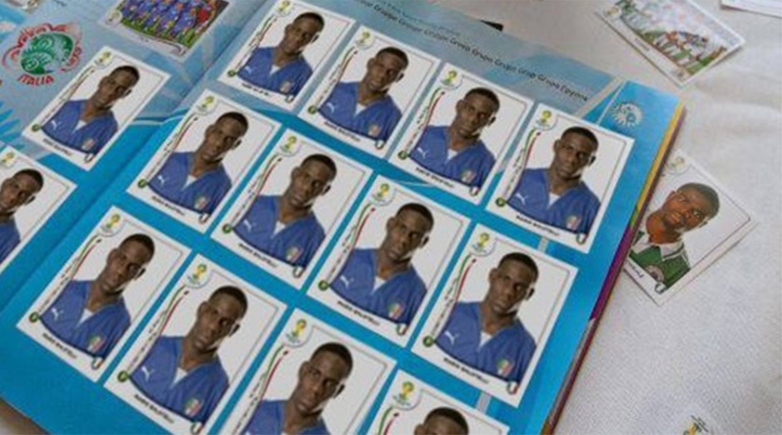 Mario Balotelli posts a picture of a Panini sticker album filled up entirely of pictures of himself