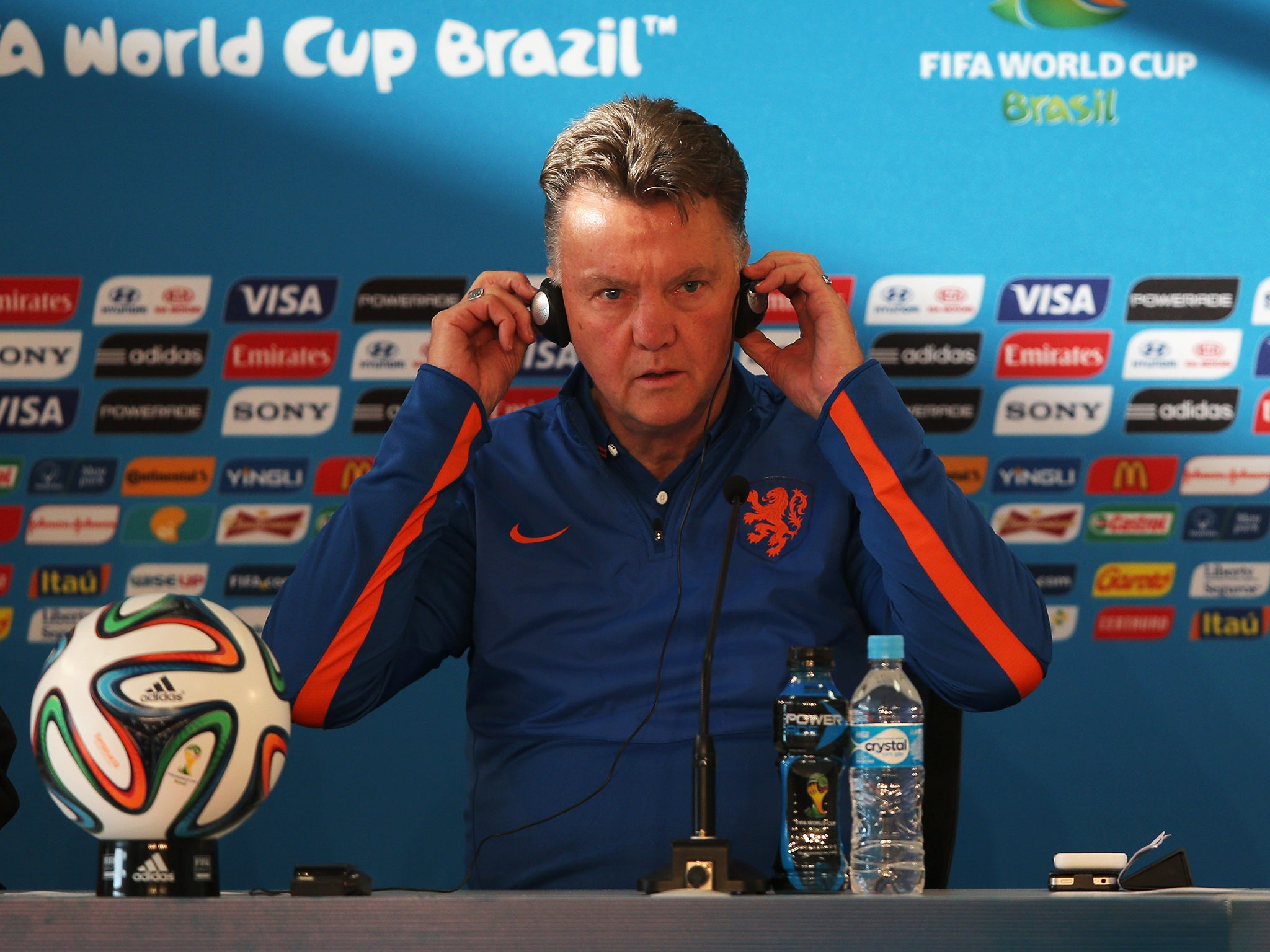 Louis van Gaal speaks to the media