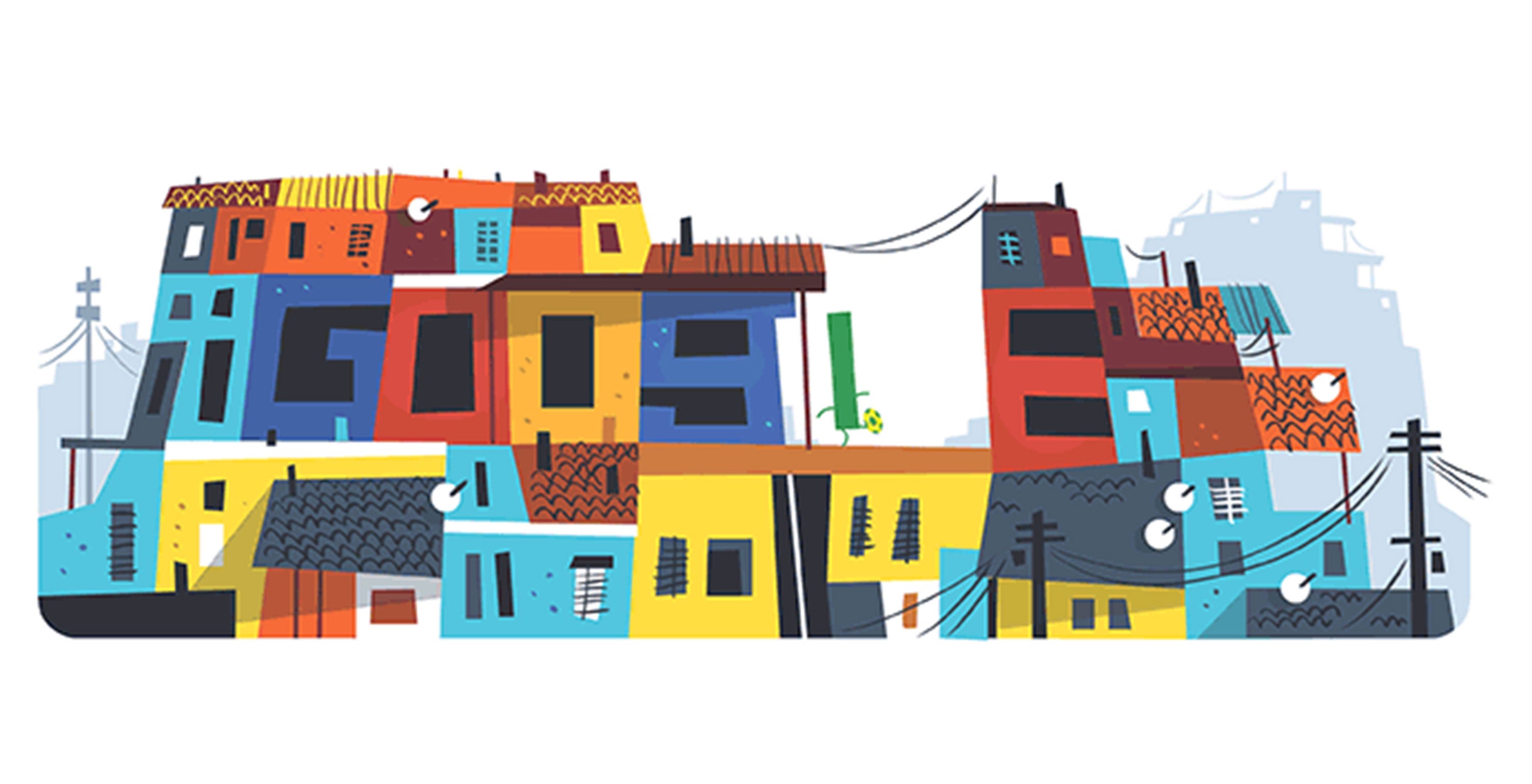 18 June 2014: Google has marked the seventh day of the 2014 World Cup with a doodle highlighting Brazil's favelas