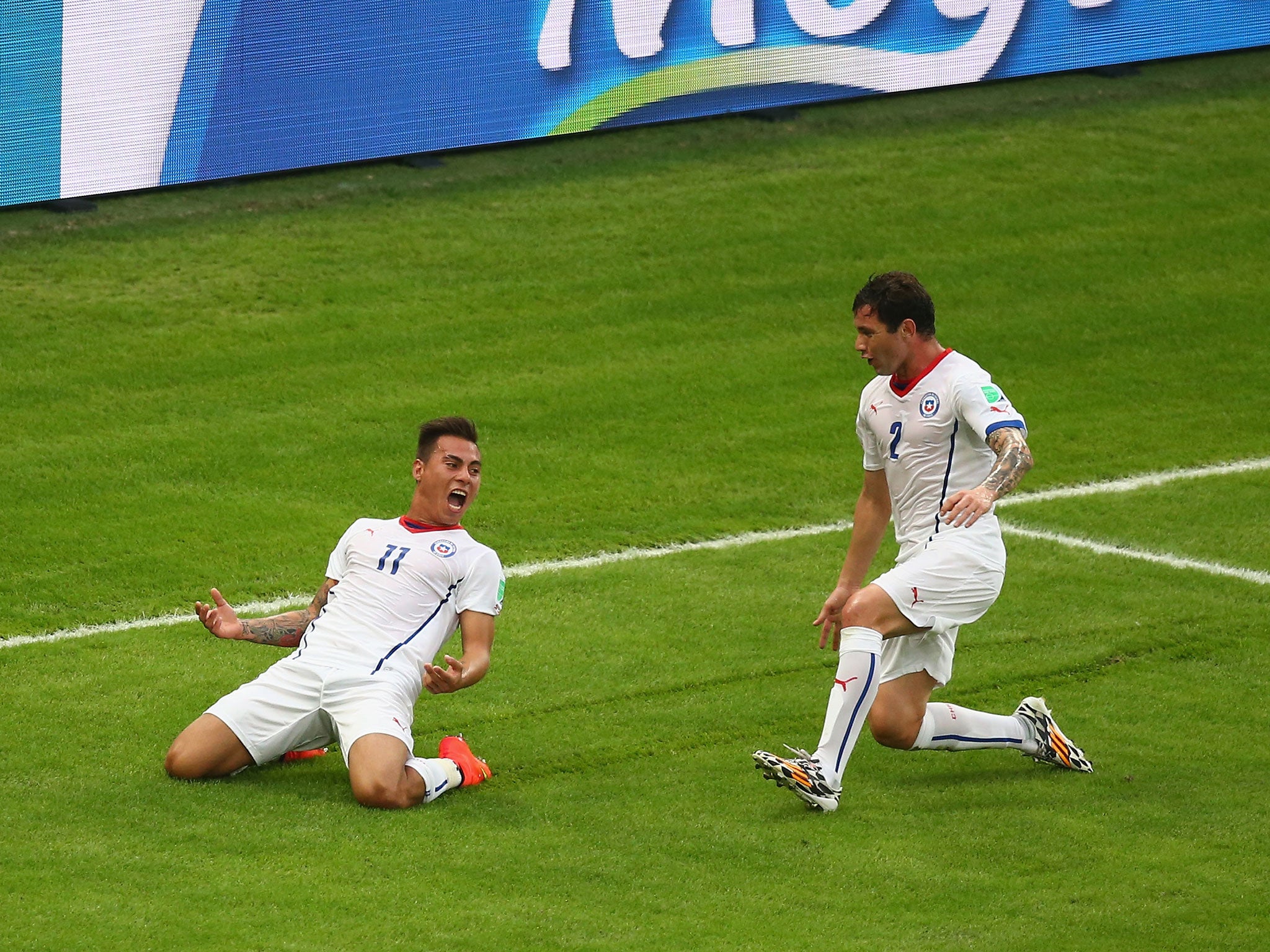 Eduardo Vargas celebrates putting Chile ahead