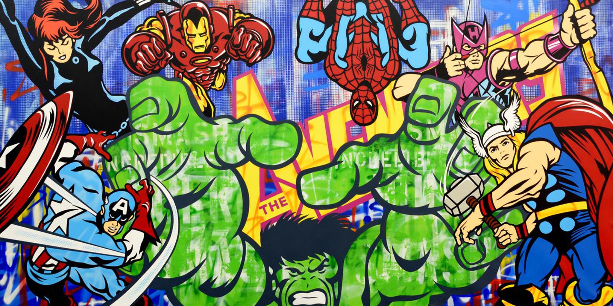 Seen's '7 Characters' - The Hulk (centre) is one of his favourite cartoon characters