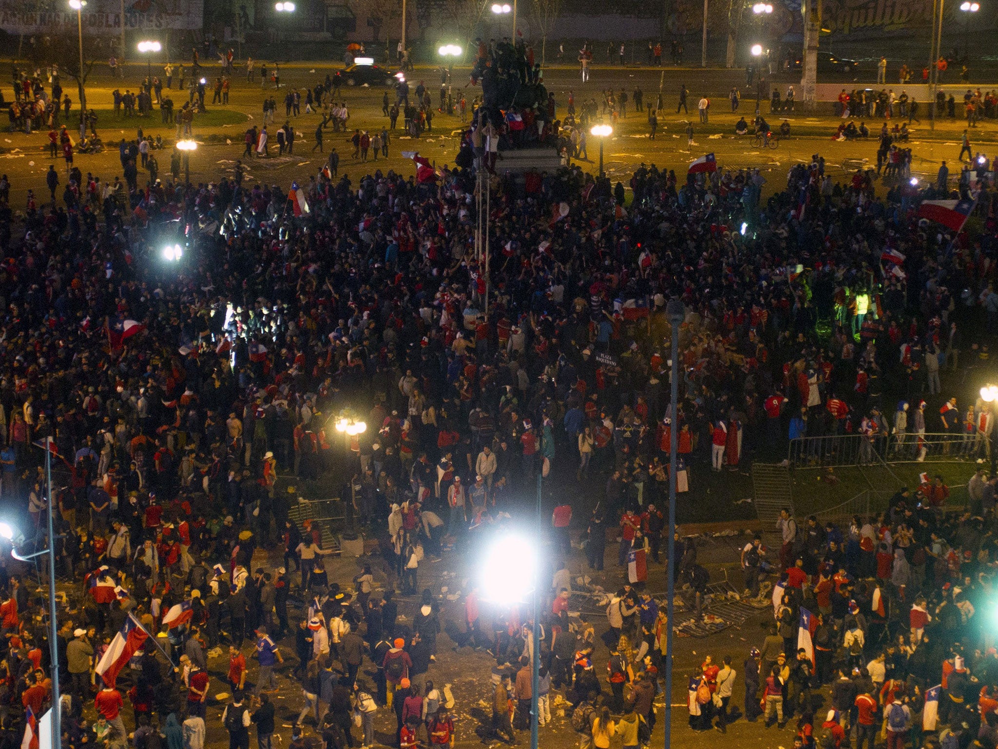 Celebrations in Santiago, Chile, descended into chaos after the win over Spain