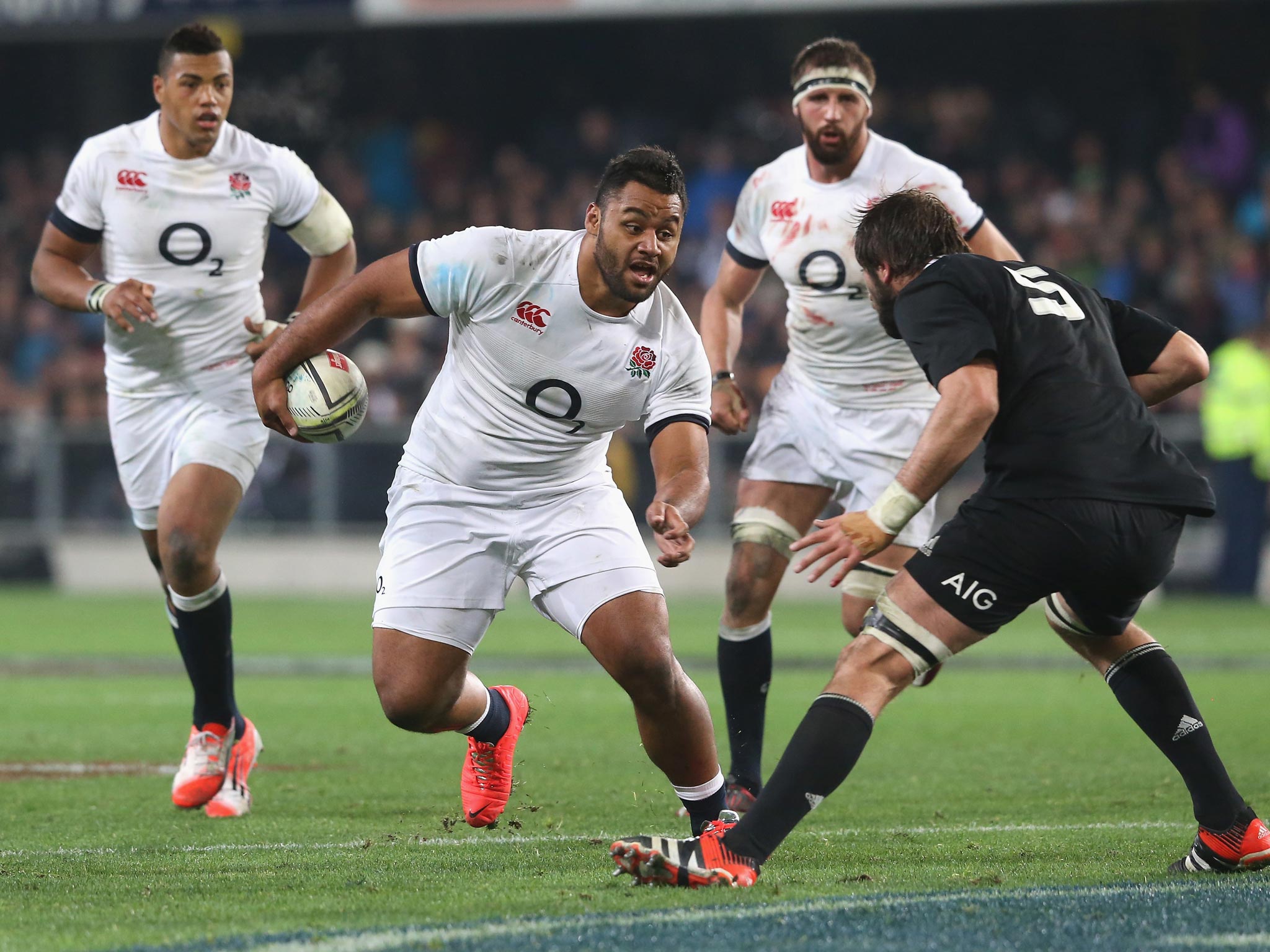 Billy Vunipola (centre) admits he tried too hard when he came on last week against the All Blacks