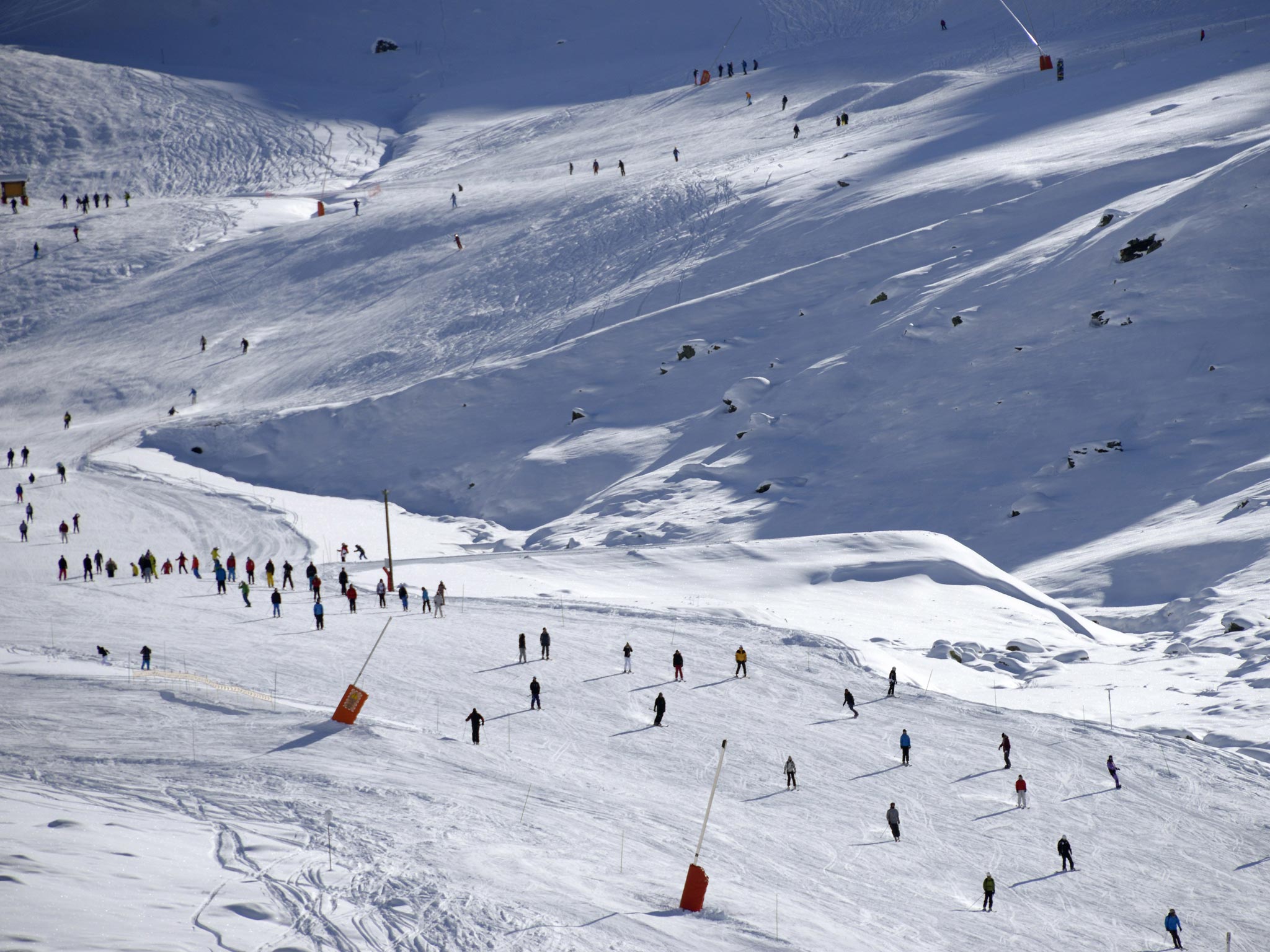 Skiers take to the slopes in the French Alps