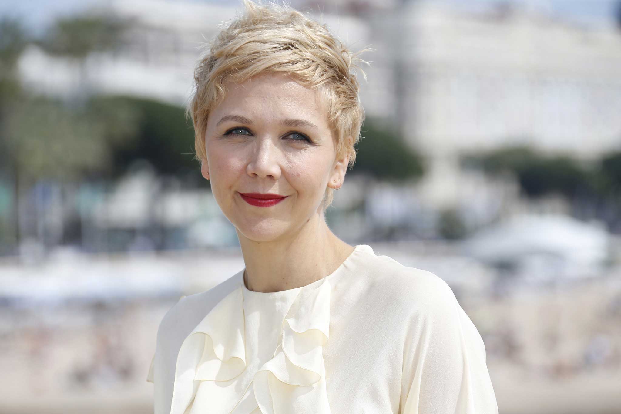 Gyllenhaal in Cannes in April - the actress says she dyed her hair blonde because she wanted to feel better about herself but has since gone back to being a brunette