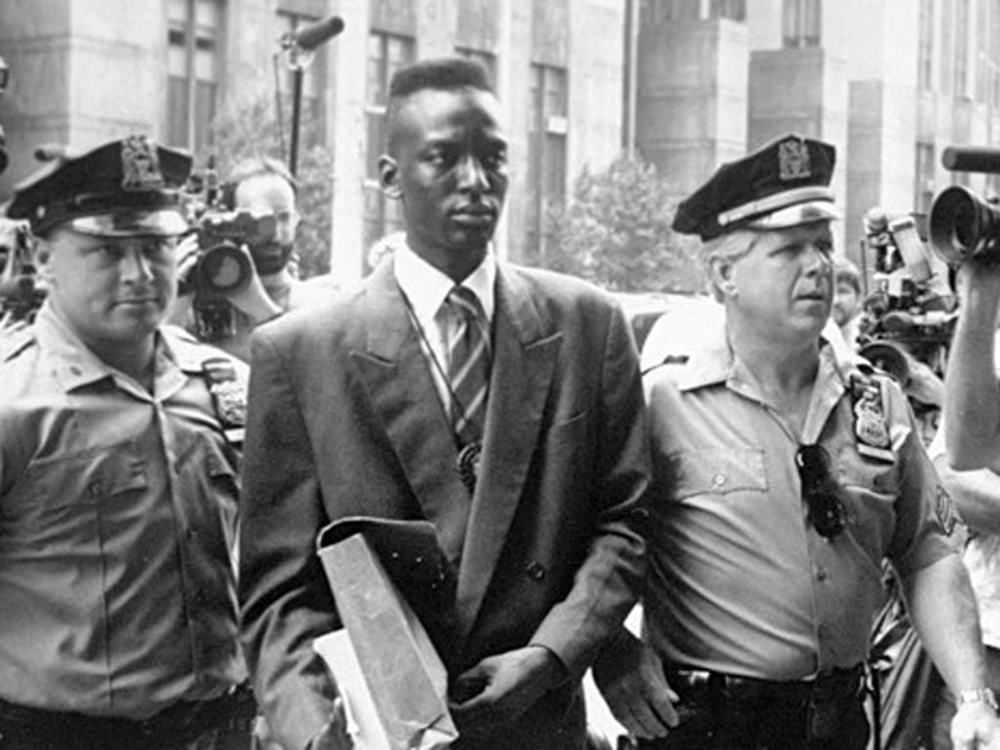 One of the five accused, Yusef Salaam is escorted by police in New York in 1990