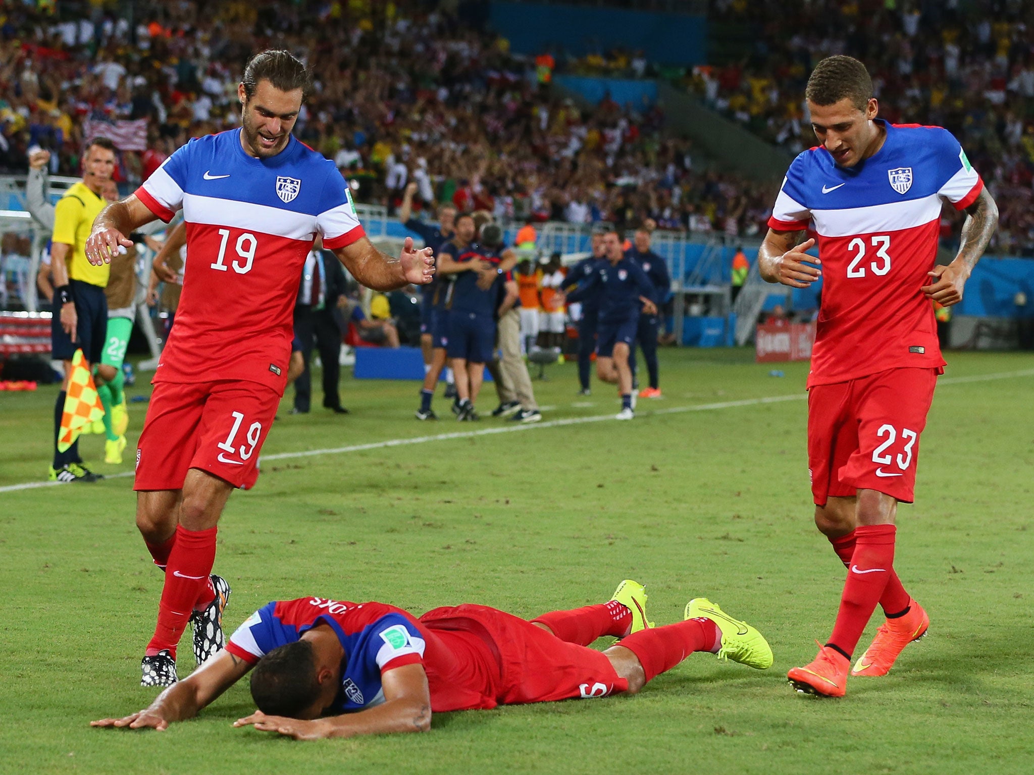 John Brooks after scoring for the USA