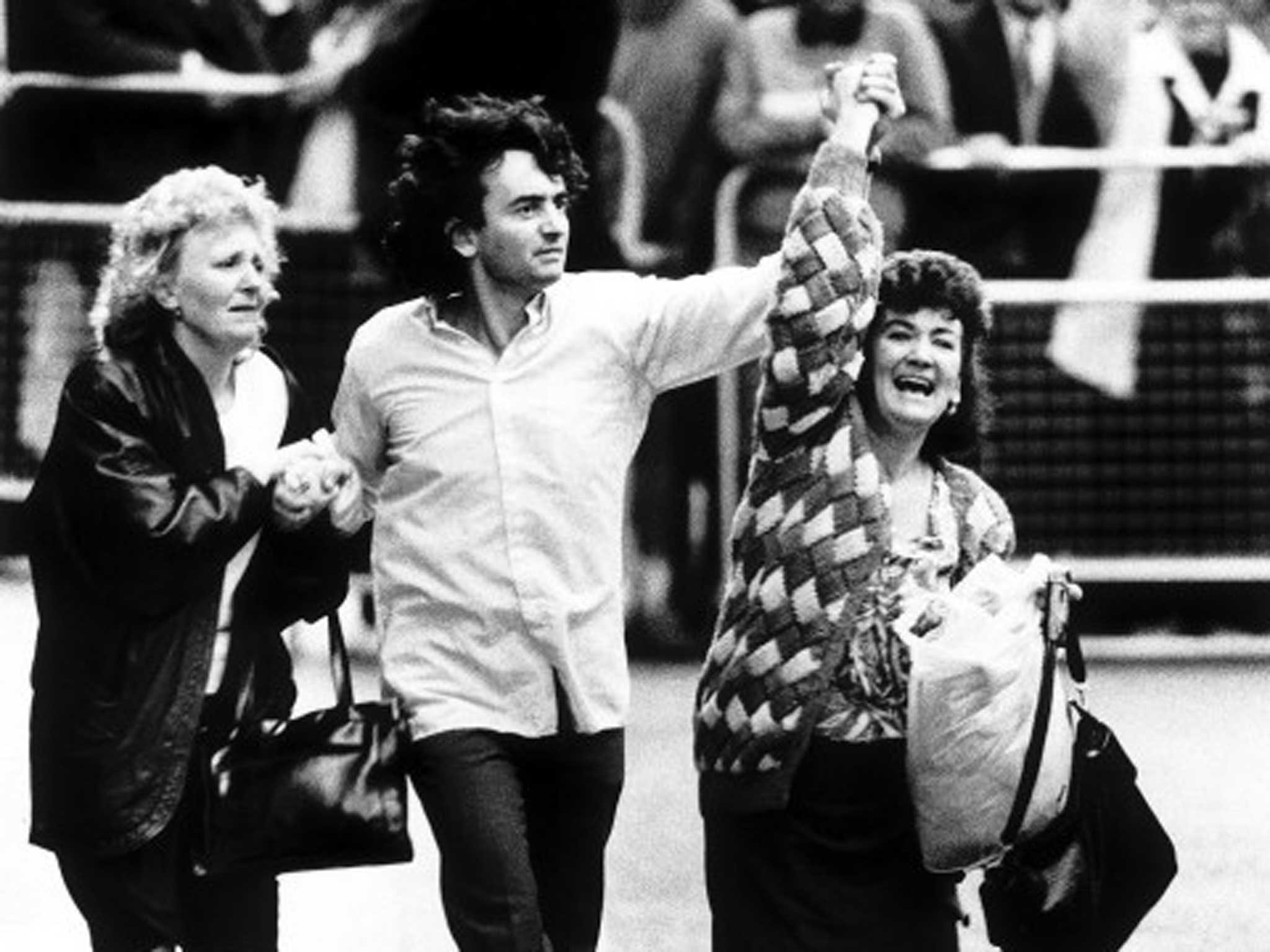 Outside the Old Bailey after being released in 1989