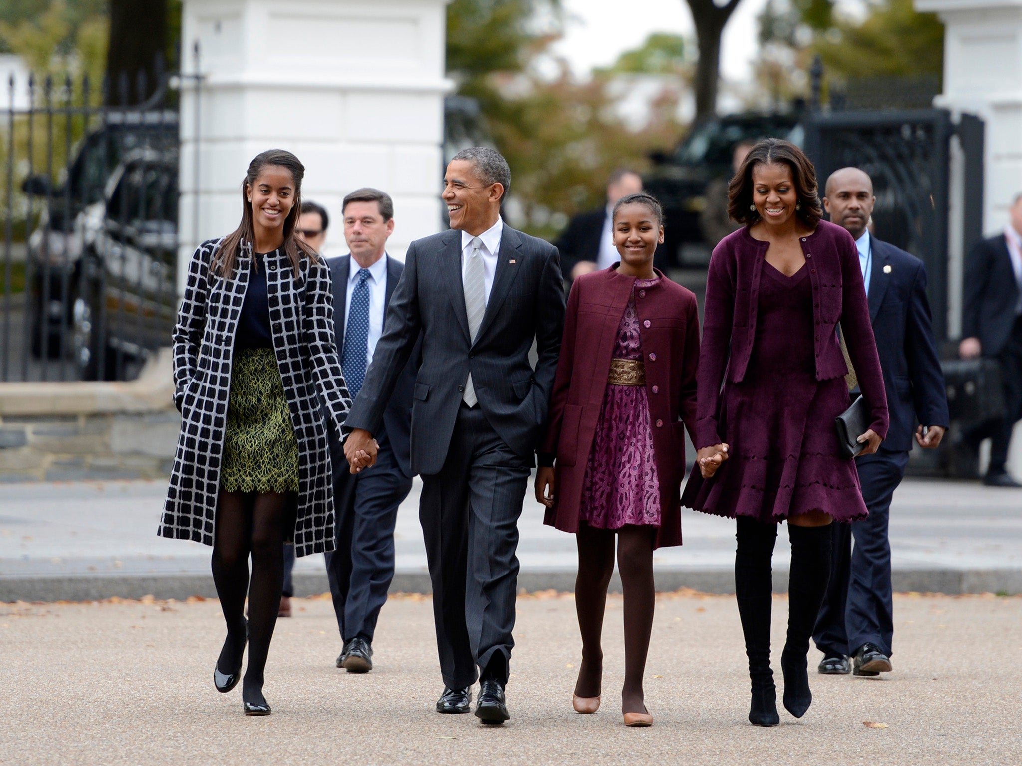 Barack and Michelle Obama with their daughters Malia and Sasha