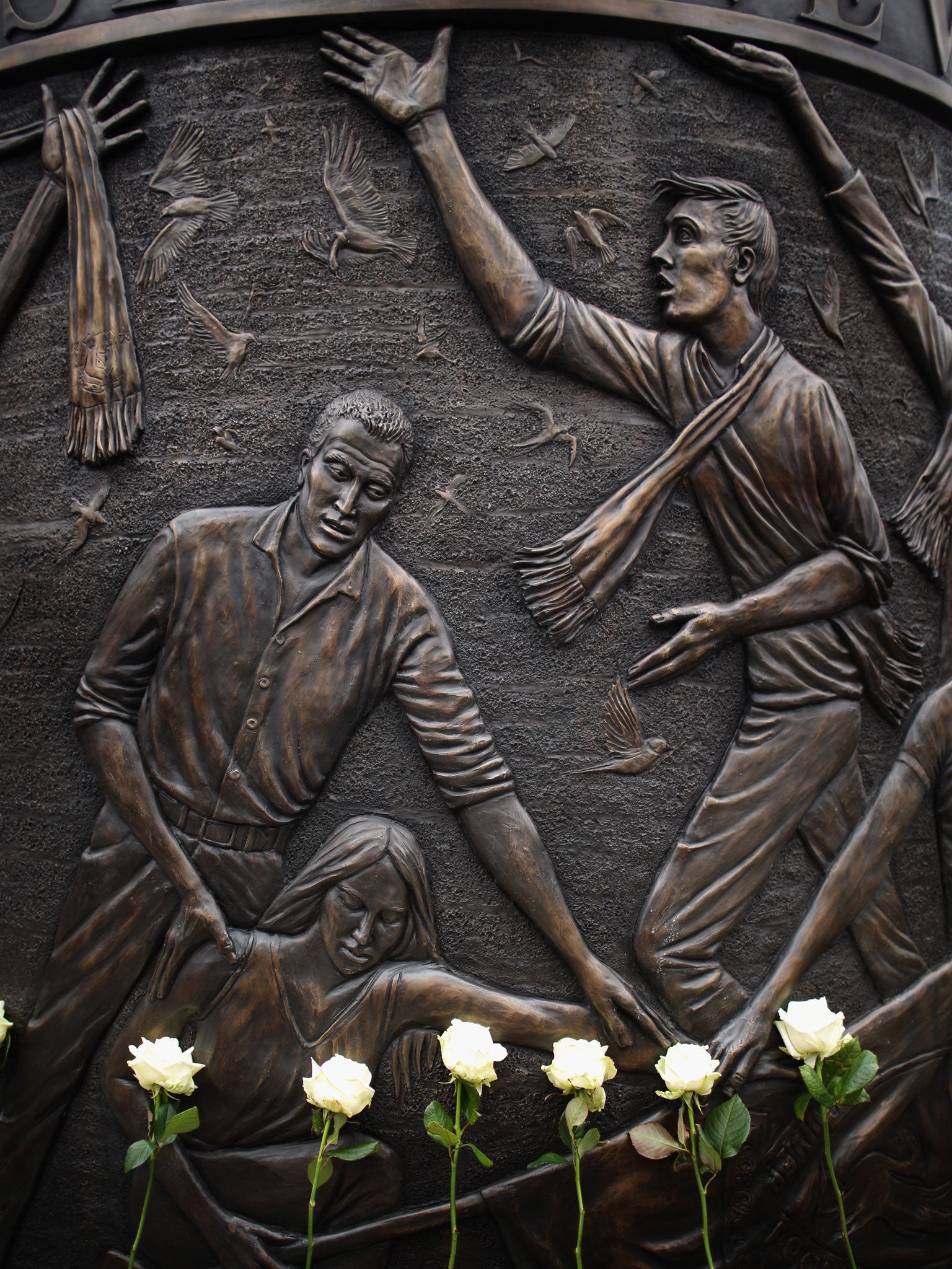 Flowers at the Hillsborough memorial in Liverpool