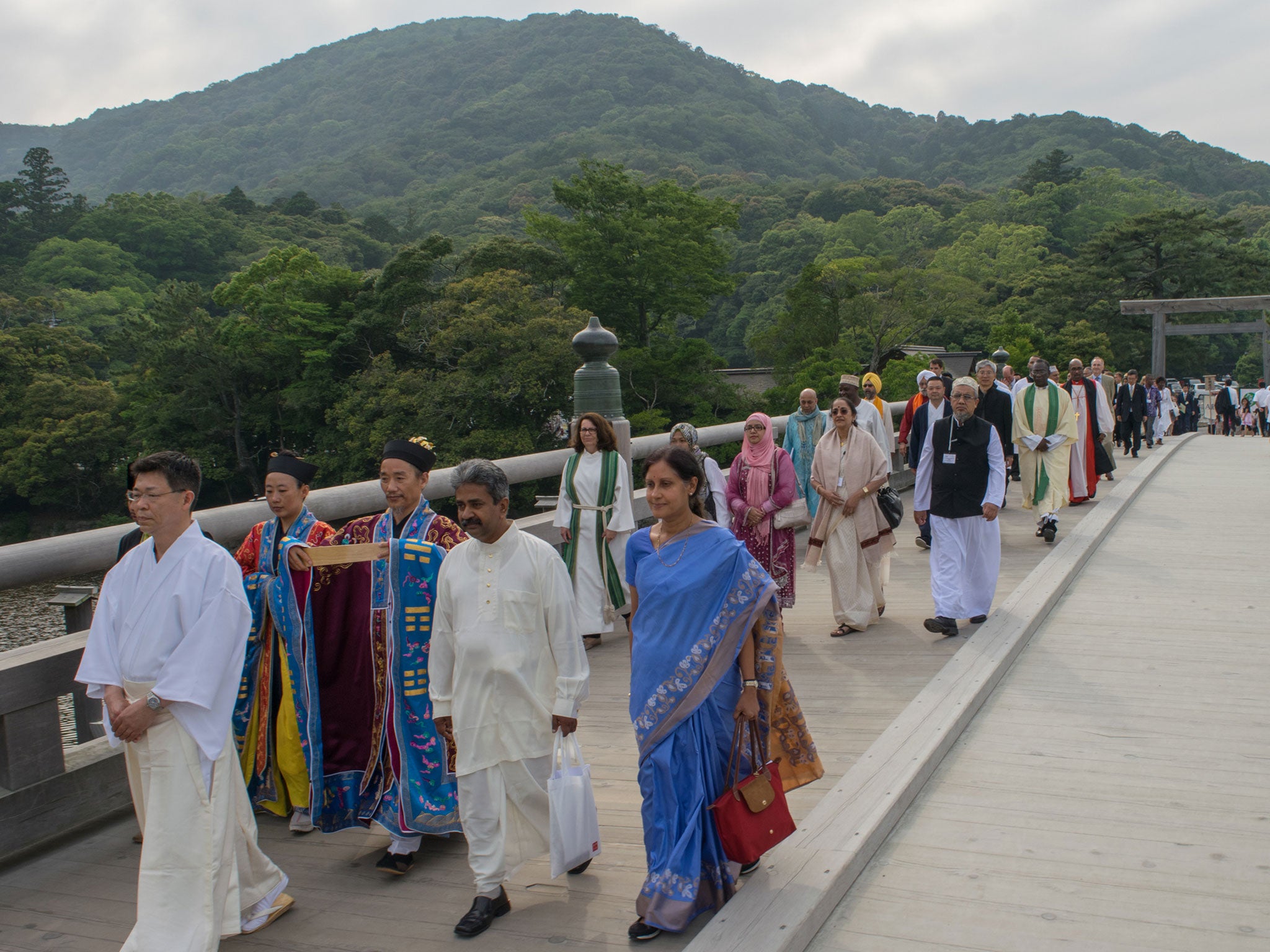 Gathering of the faiths: the newly built Hiyokebashi bridge at the Ise Jingu shrine