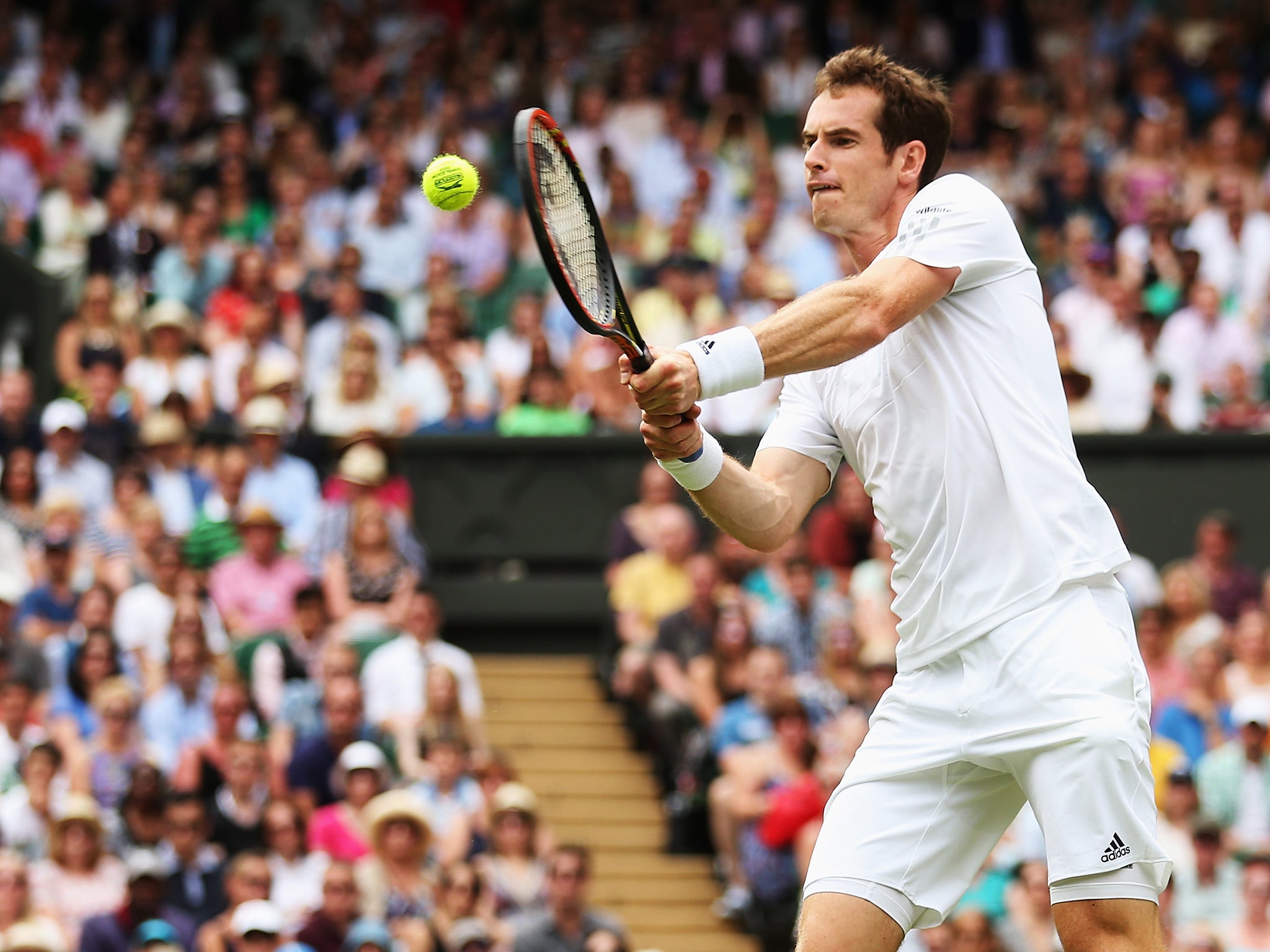 Andy Murray in action on Day 1 of Wimbledon