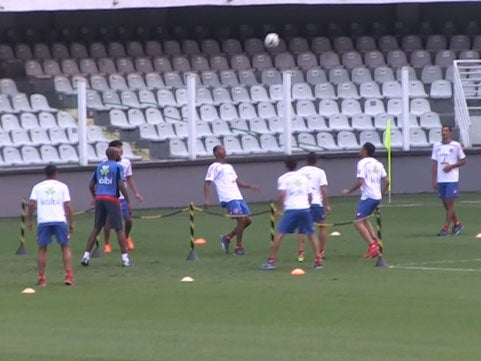 The Costa Rican national team play footvolley ahead of their clash with England.