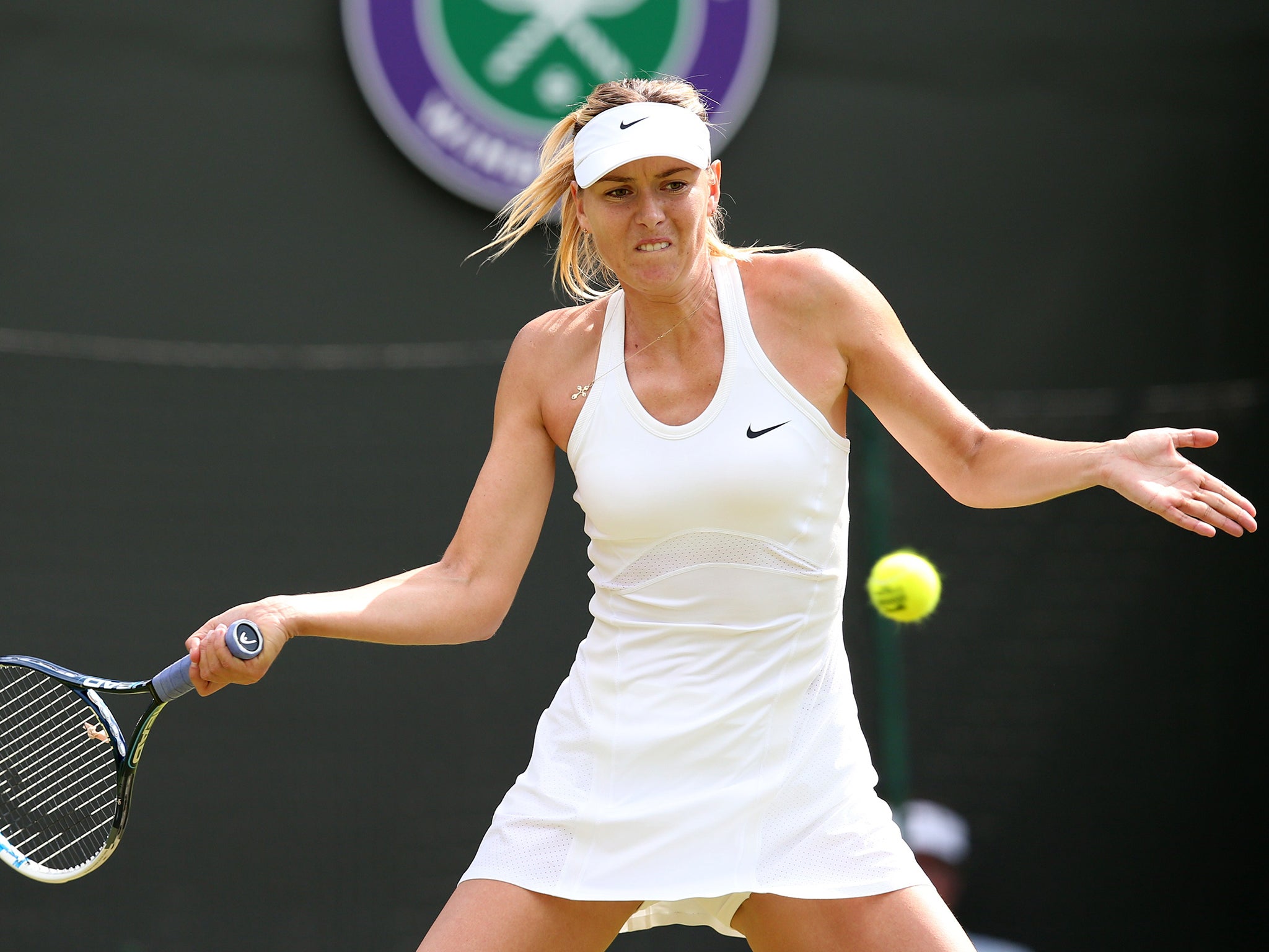 Maria Sharapova in action against Brit wildcard Samantha Murray. The Russian won in straight sets