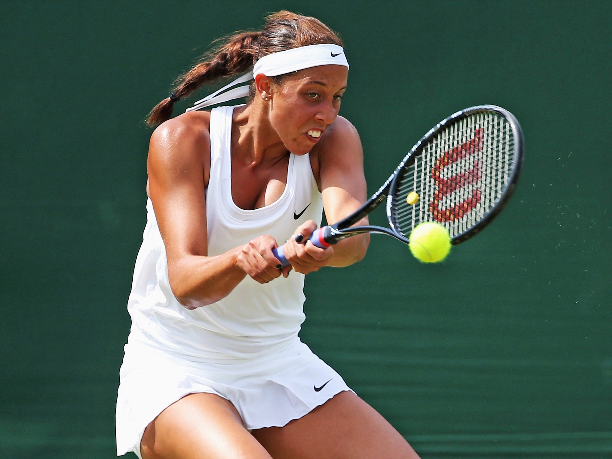 Madison Keys during her straight sets demolition of Monica Puig