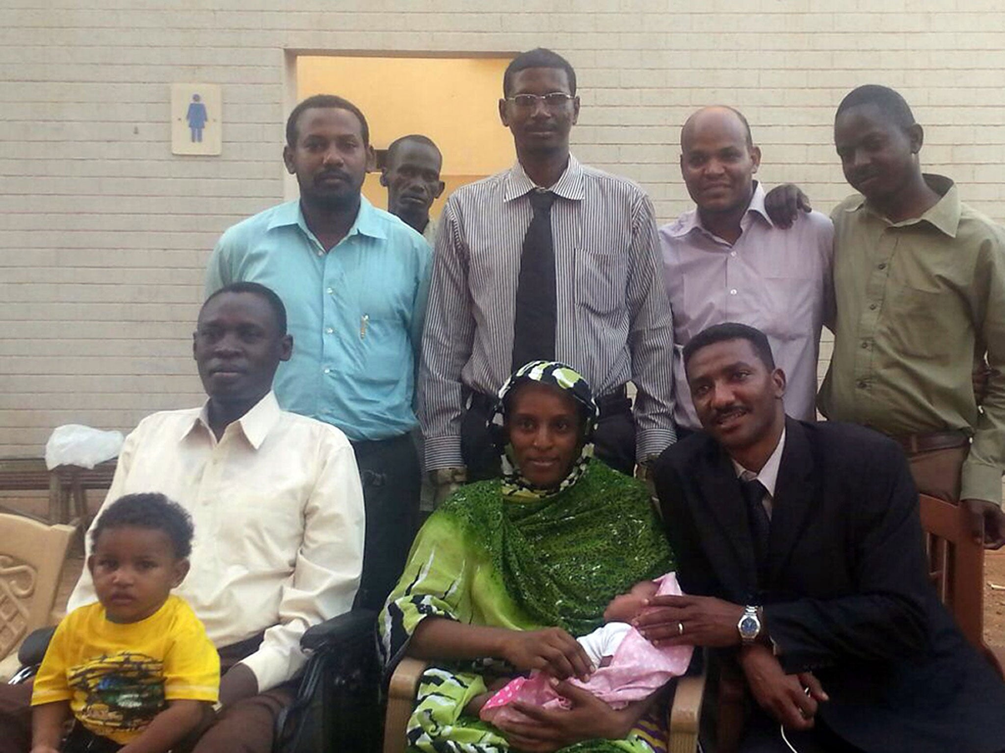 Meriam Ibrahim, her family and her legal team in a photo taken after she was freed on Monday