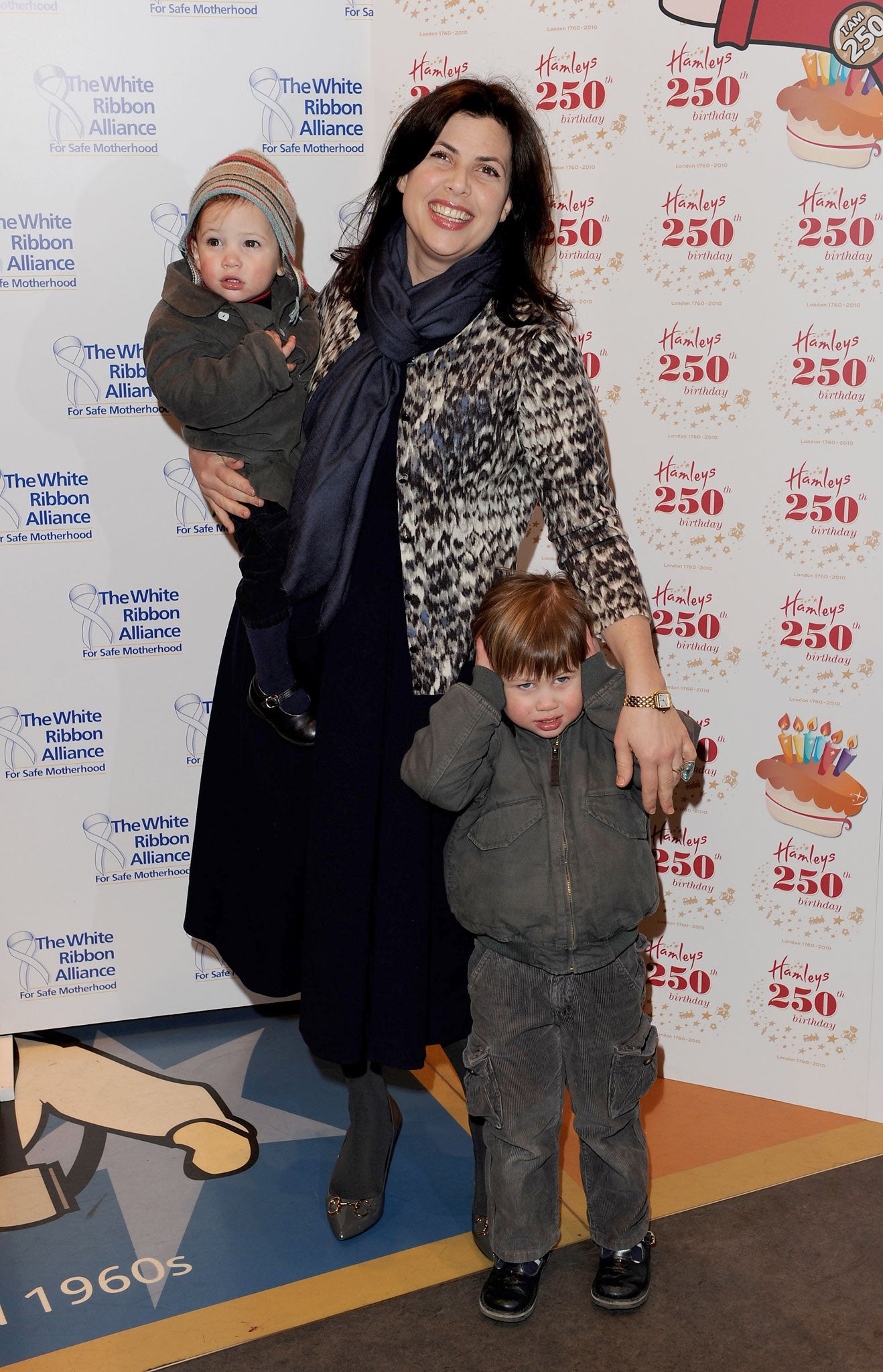 Family values: Allsopp attends Hamleys' 250th birthday party with her two children in 2010