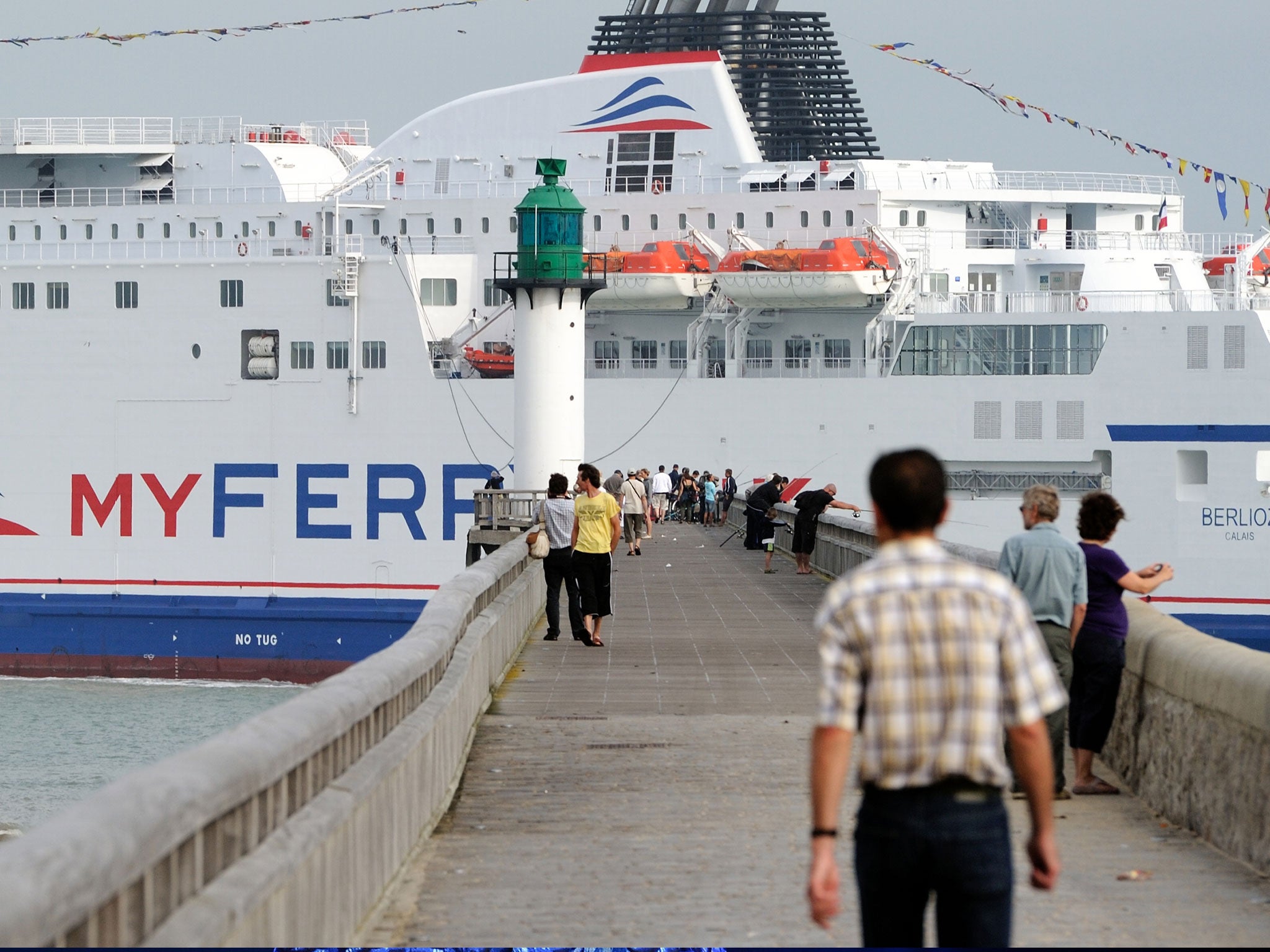 File: A cross-channel ferry leaving Calais for Dover in 2012